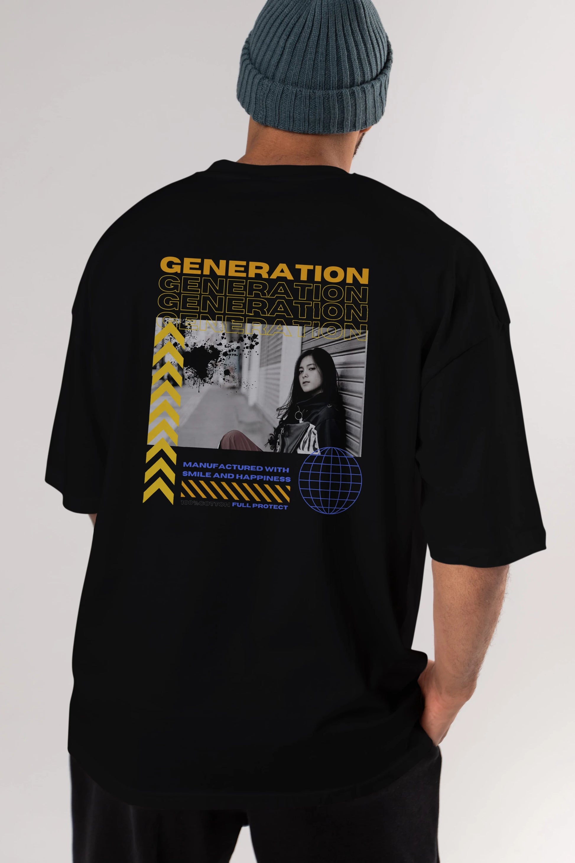 Generation Yazılı Arka Baskılı Oversize t-shirt Erkek Kadın Unisex
