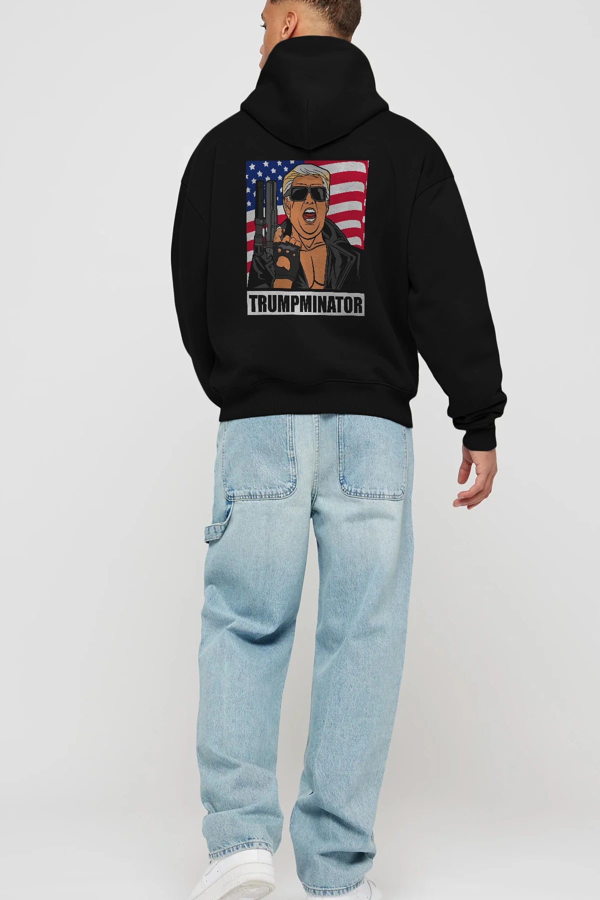 Trumpminator Arka Baskılı Hoodie Oversize Kapüşonlu Sweatshirt Erkek Kadın Unisex