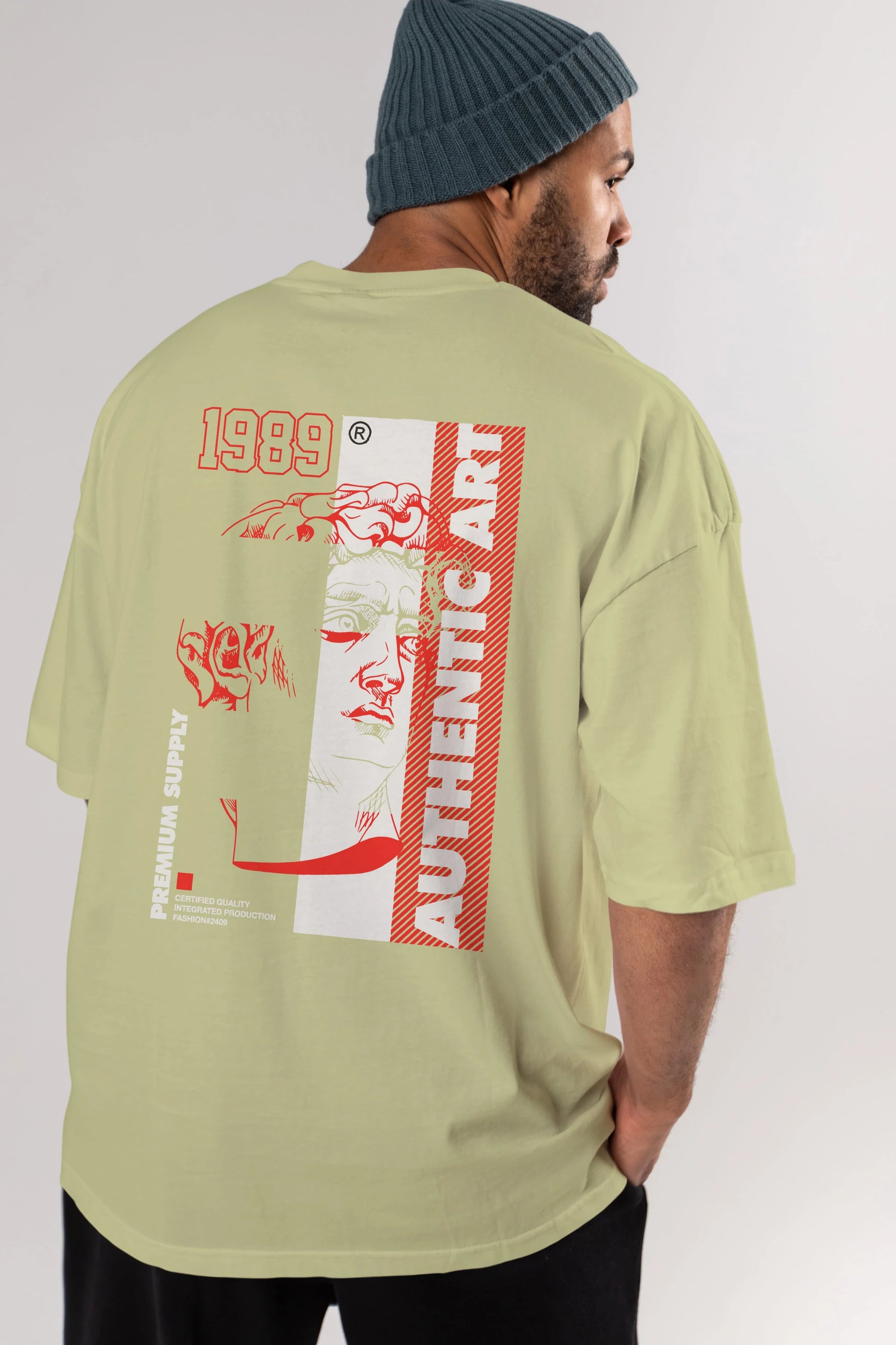 Authentic Art Arka Baskılı Oversize t-shirt Erkek Kadın Unisex