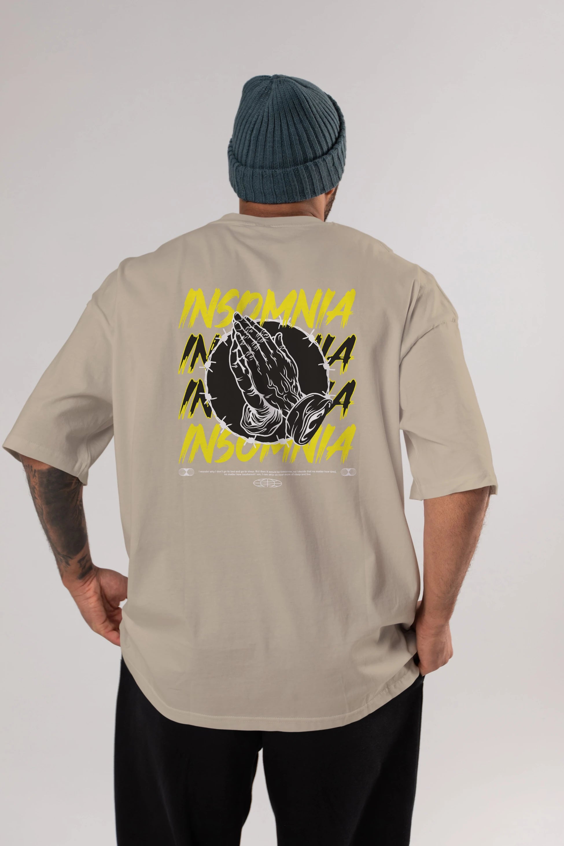 Insomnia Streetwear Arka Baskılı Oversize t-shirt Erkek Kadın Unisex