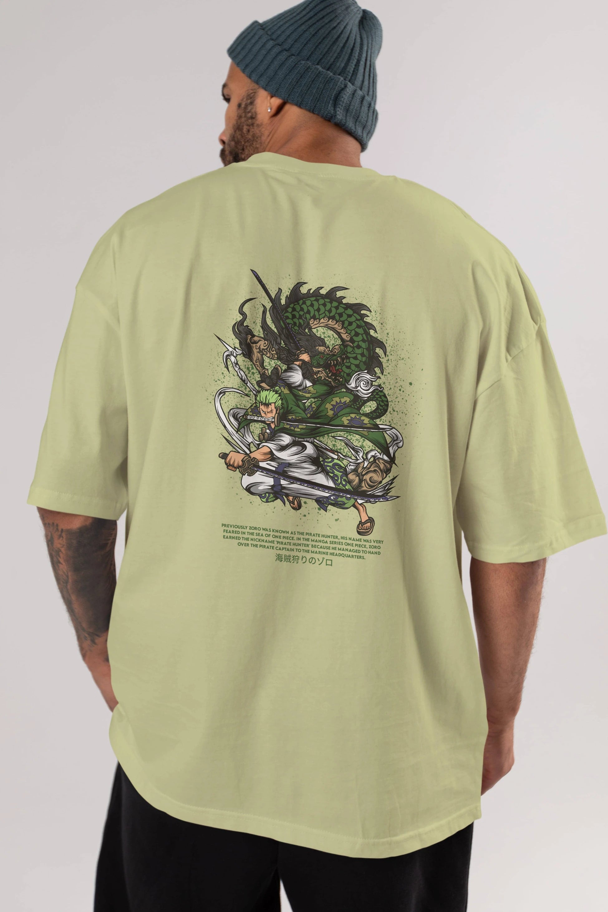 Zoro Anime Arka Baskılı Oversize t-shirt Erkek Kadın Unisex