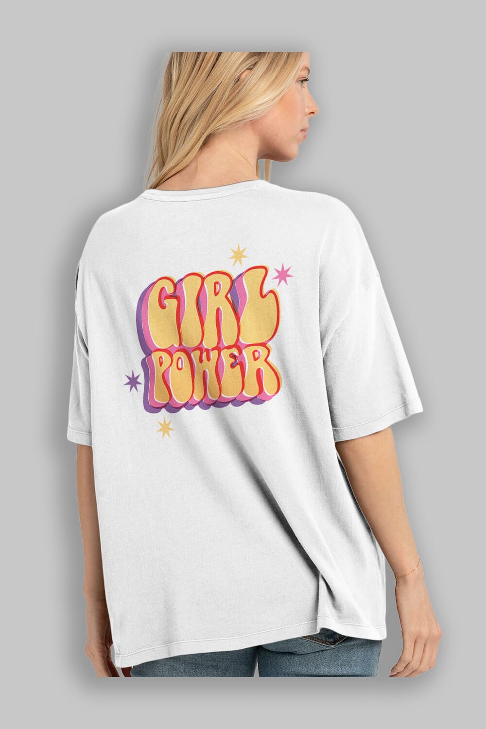 Girl Power Yazılı Arka Baskılı Oversize t-shirt Erkek Kadın Unisex