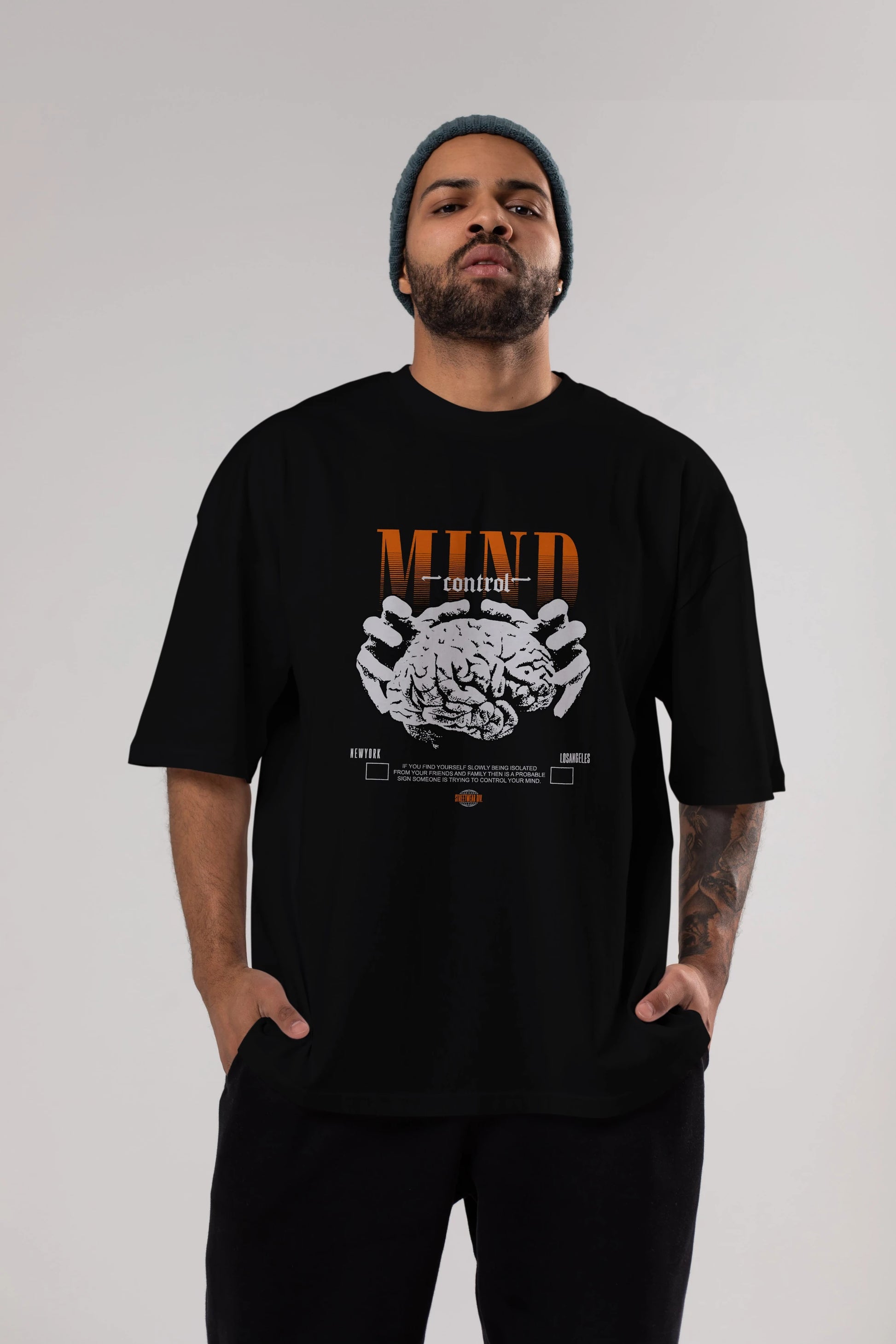 Mind Control Ön Baskılı Oversize t-shirt Erkek Kadın Unisex