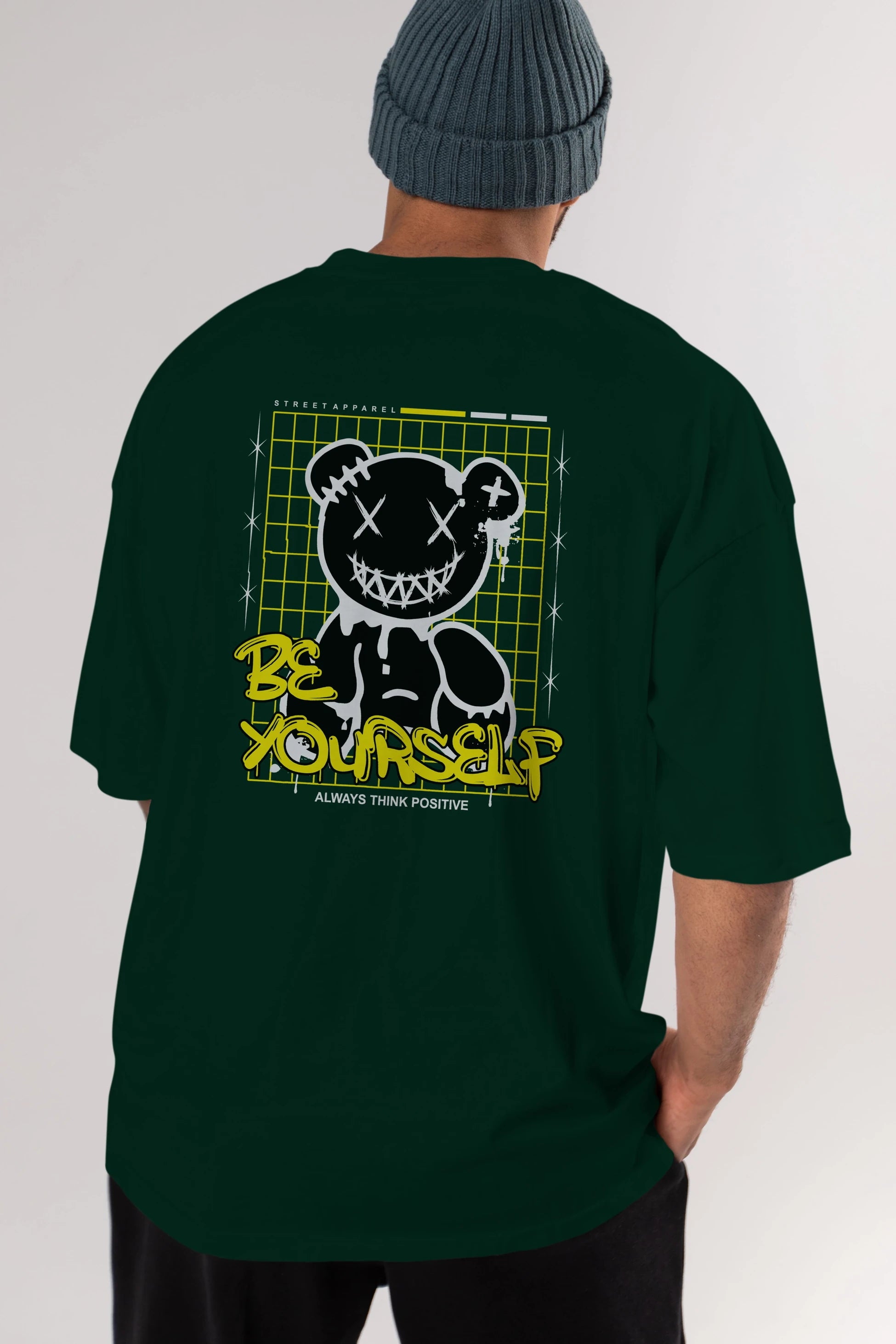 Teddy Bear Be Yourself Arka Baskılı Oversize t-shirt Erkek Kadın Unisex