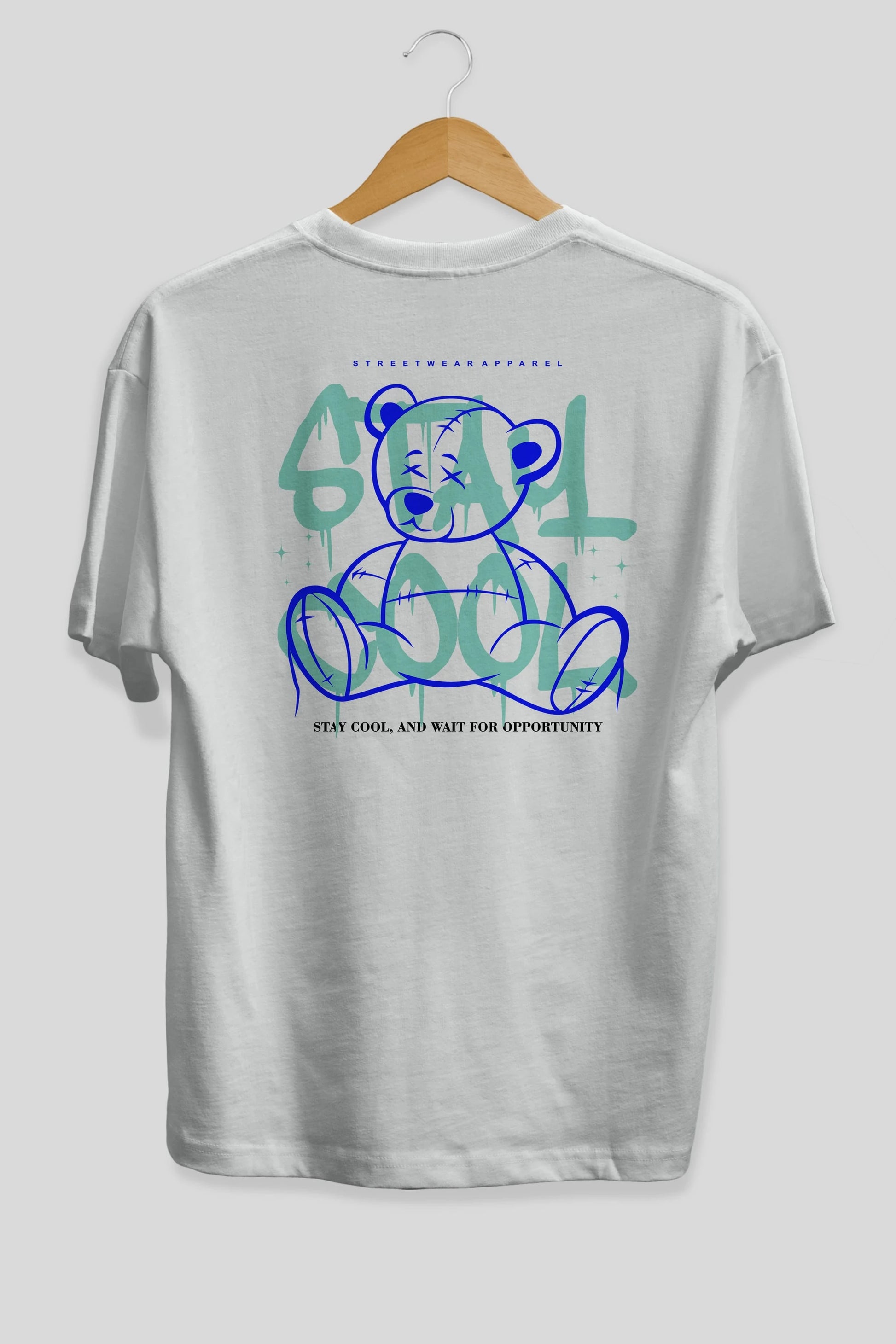 Teddy Bear Stay Cool 2 Arka Baskılı Oversize t-shirt Erkek Kadın Unisex