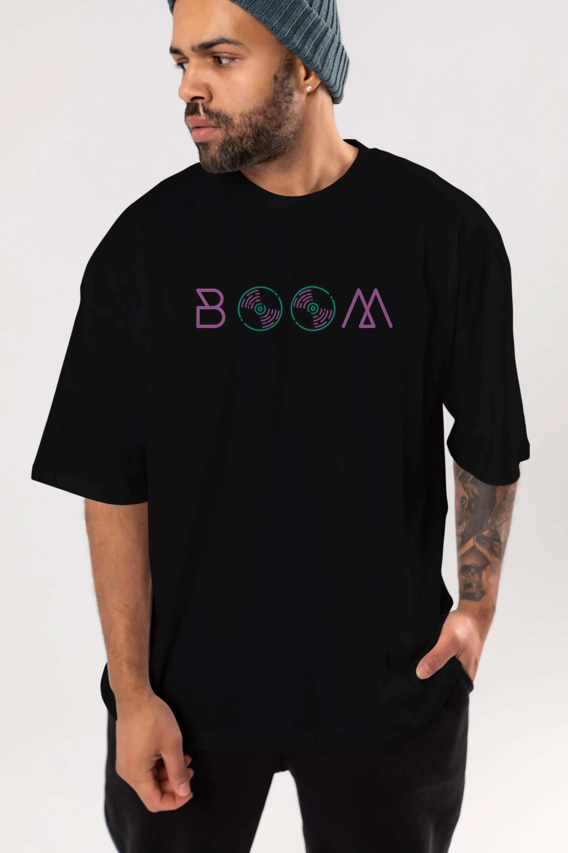 Boom 2 Ön Baskılı Oversize t-shirt Erkek Kadın Unisex