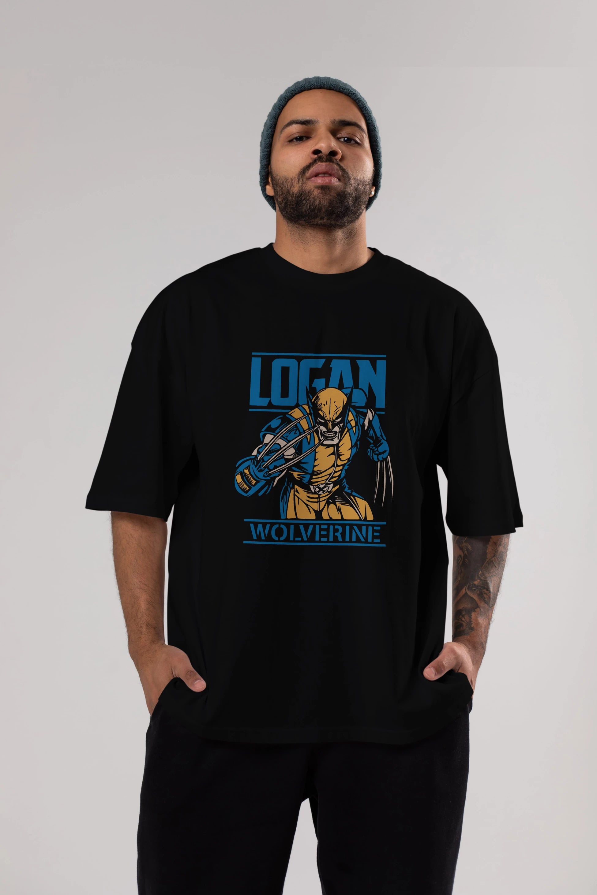 Wolverine Logan Ön Baskılı Oversize t-shirt Erkek Kadın Unisex %100 Pamuk Bisiklet Yaka tişort