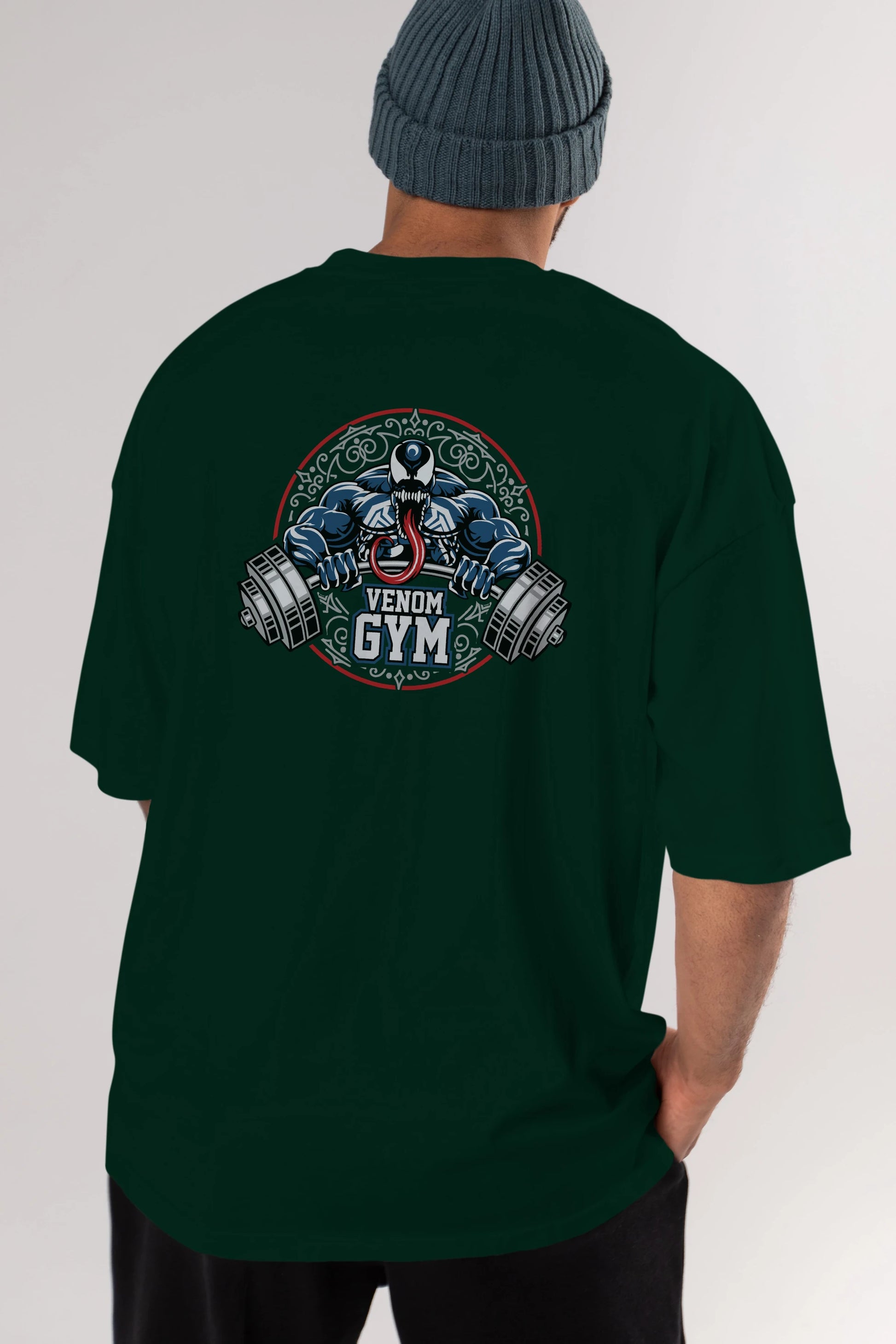 Venom GYM Arka Baskılı Oversize t-shirt Erkek Kadın Unisex %100 Pamuk Bisiklet Yaka tişort