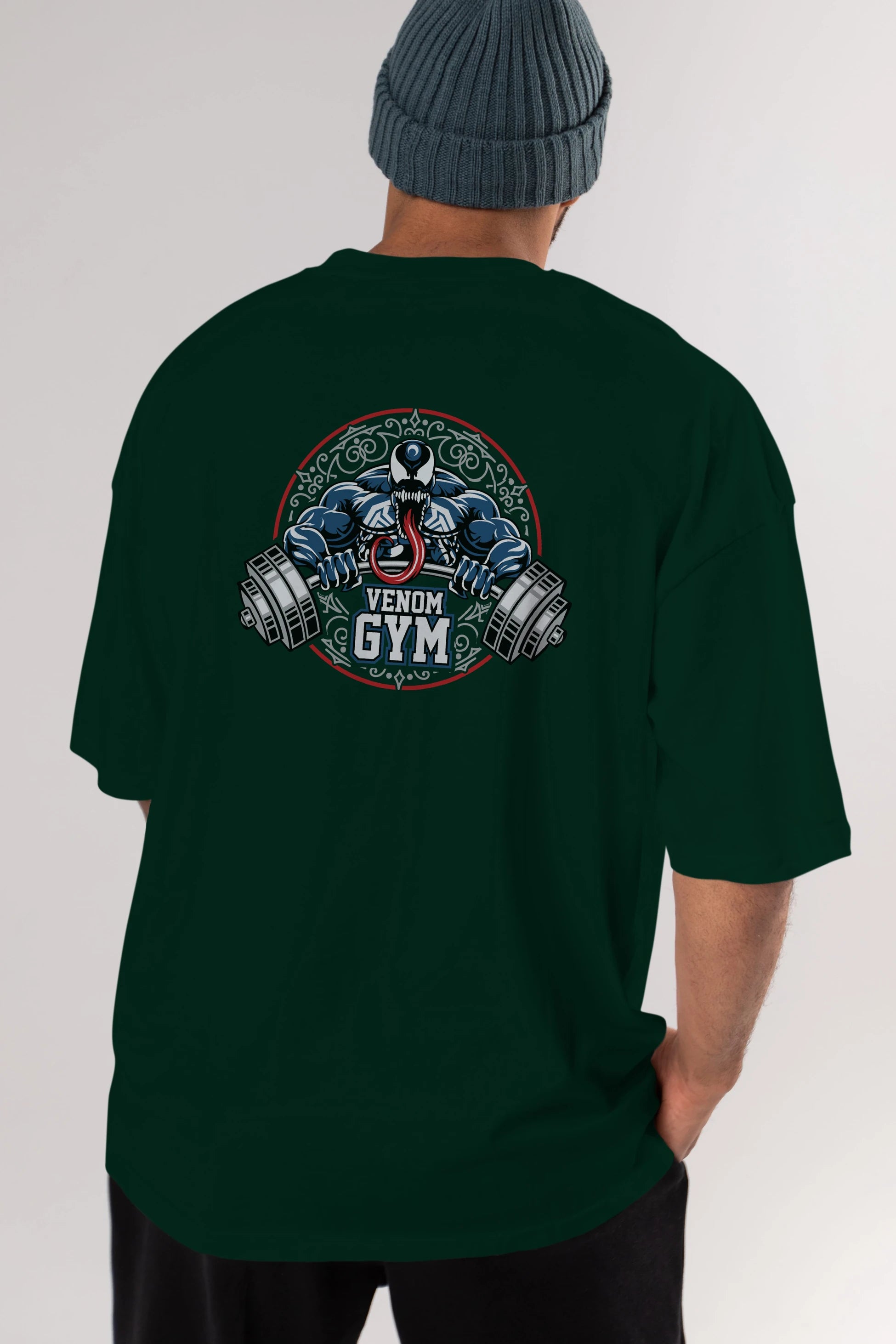 Venom GYM Arka Baskılı Oversize t-shirt Erkek Kadın Unisex %100 Pamuk Bisiklet Yaka tişort