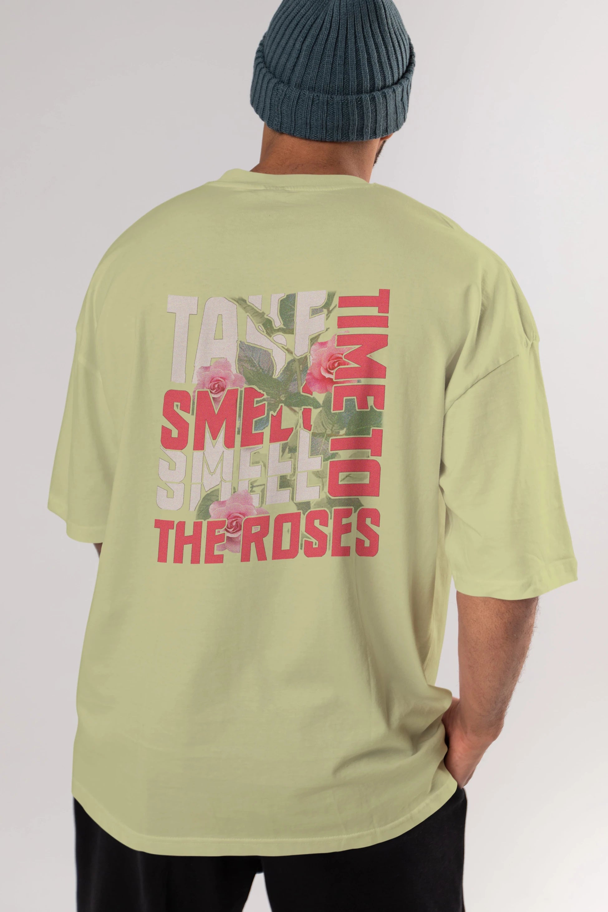 Take time to smell the roses Arka Baskılı Oversize t-shirt Erkek Kadın Unisex