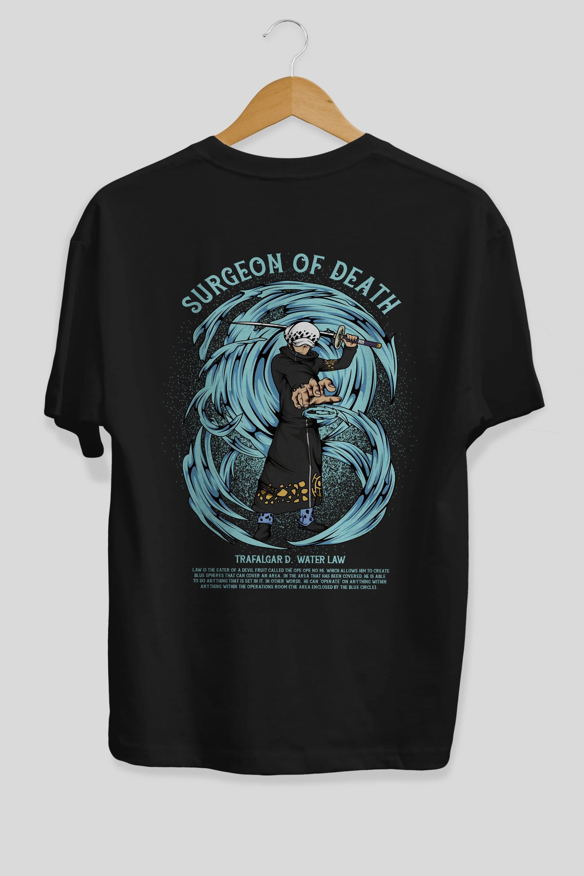 Trafalgad D. Water Law Anime Arka Baskılı Oversize t-shirt Erkek Kadın Unisex