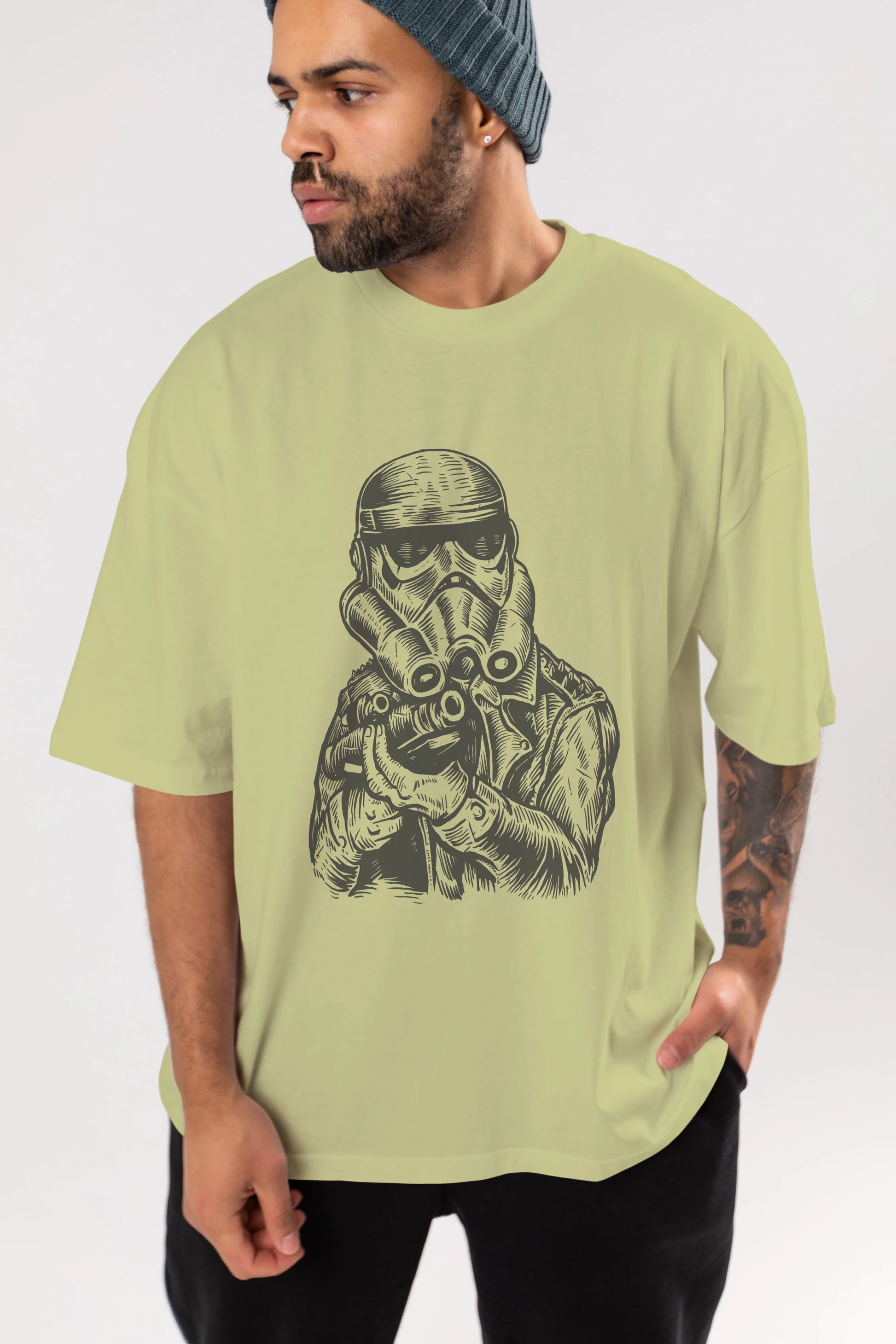 Punktrooper Ön Baskılı Oversize t-shirt Erkek Kadın Unisex %100 Pamuk tişort