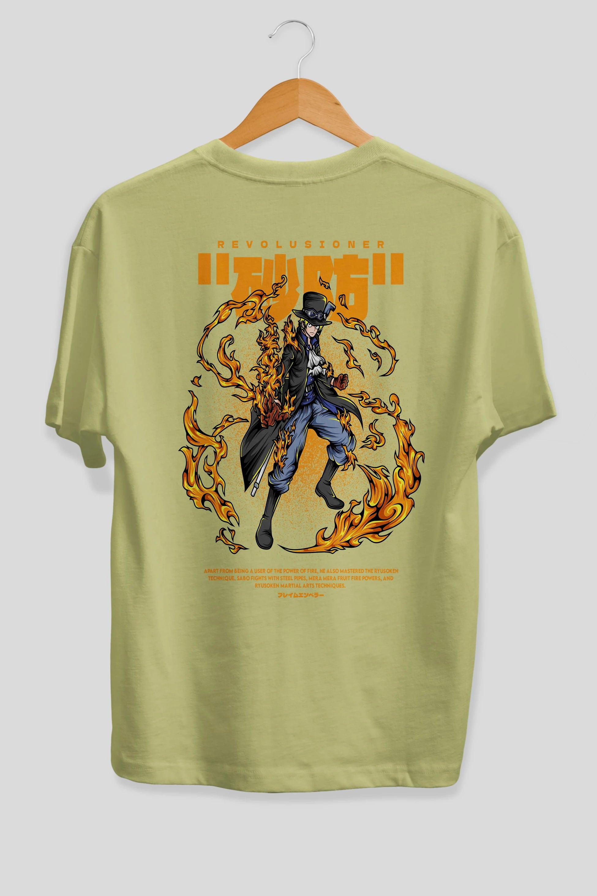 Revolusioner Sabo Anime Arka Baskılı Oversize t-shirt Erkek Kadın Unisex