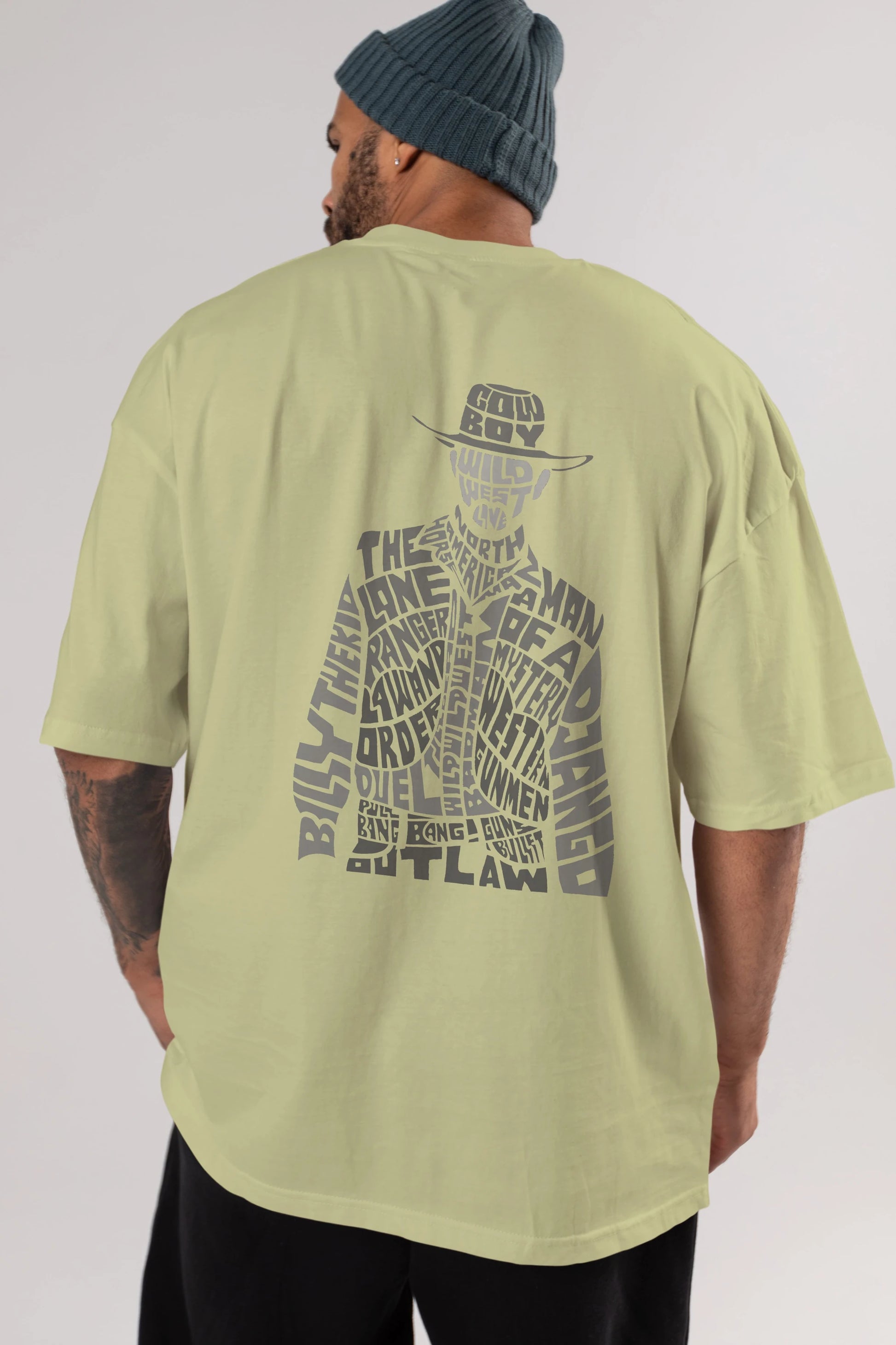 Cowboy Arka Baskılı Oversize t-shirt %100 pamuk Erkek Kadın Unisex
