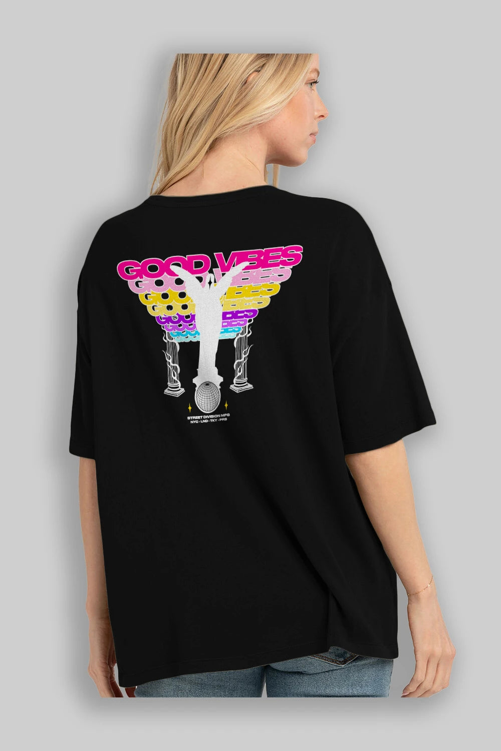 Good Vibes Arka Baskılı Oversize t-shirt Erkek Kadın Unisex