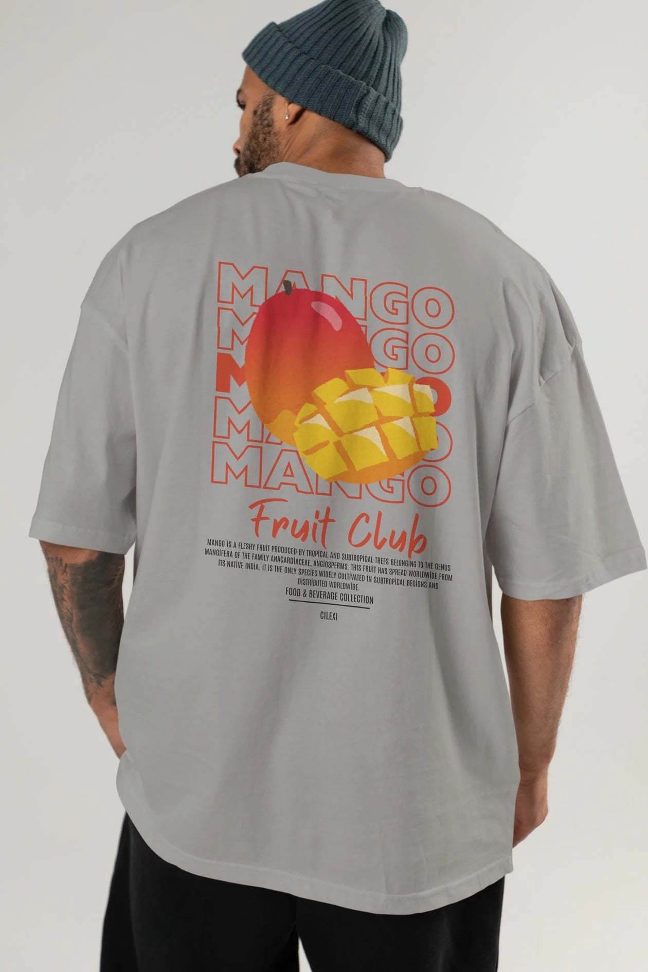 Mango Arka Baskılı Oversize t-shirt Erkek Kadın Pamuk Bisiklet Yaka tişort