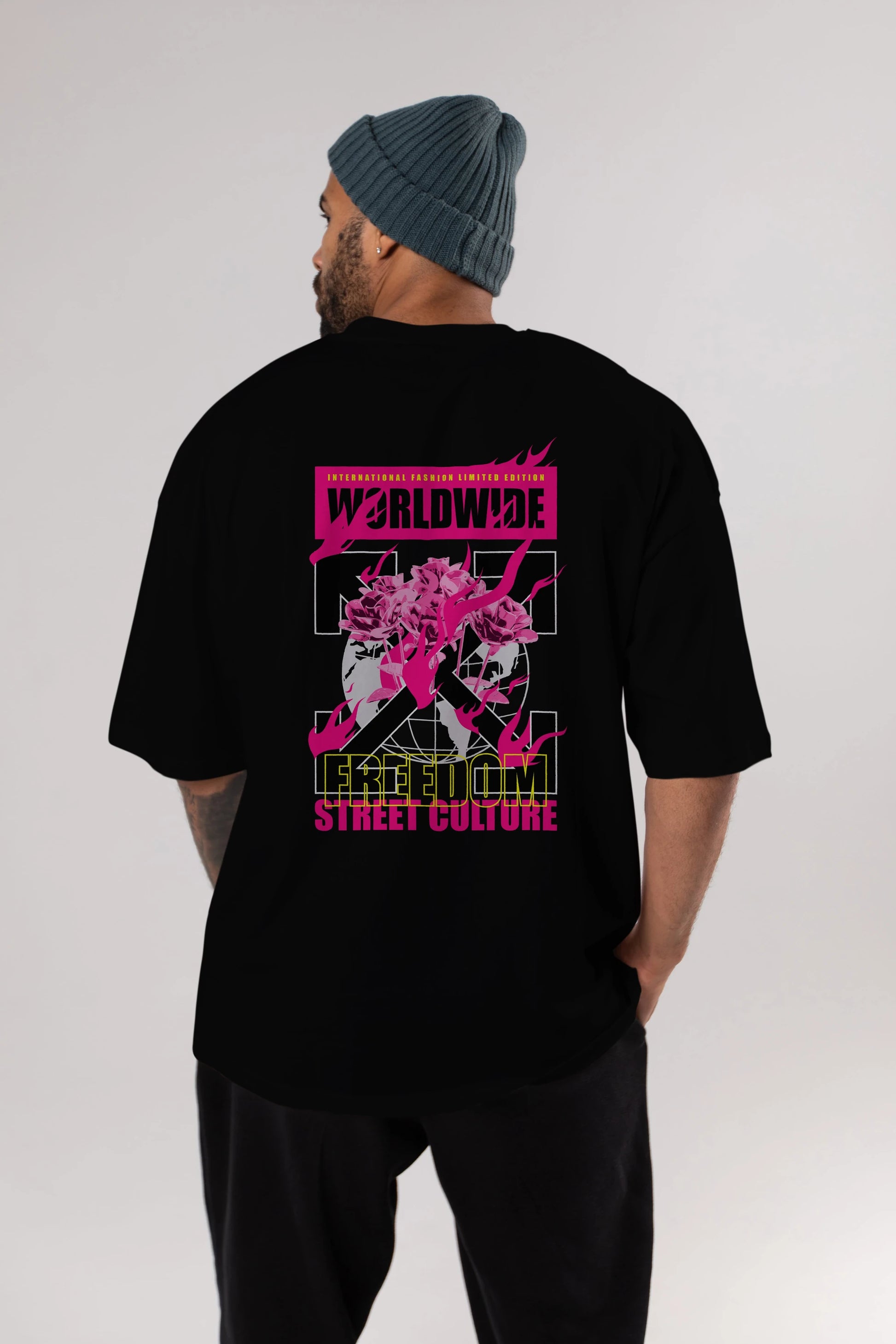 Freedom Street Culture Arka Baskılı Oversize t-shirt Erkek Kadın Unisex