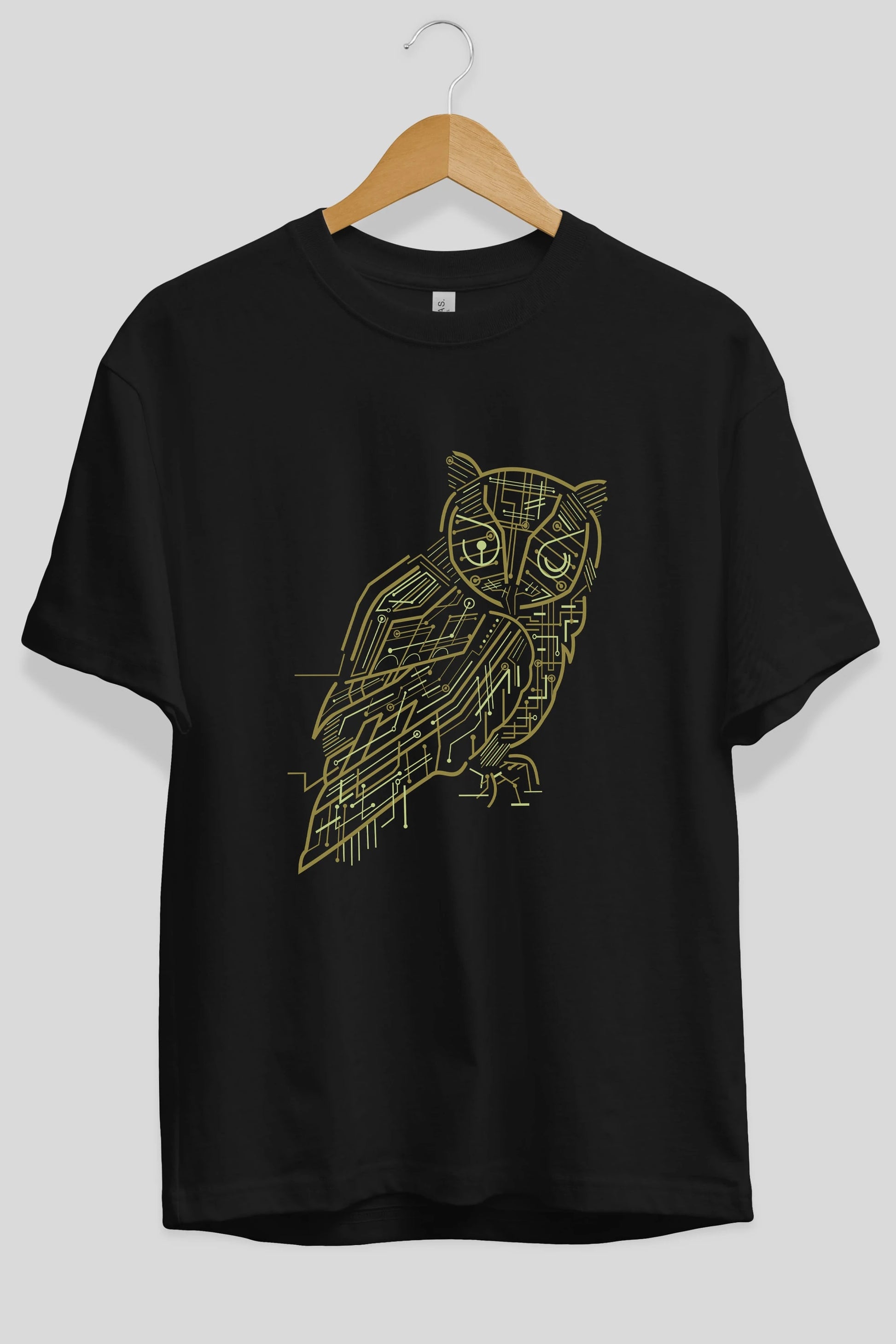 Electrical Owl Ön Baskılı Oversize t-shirt %100 pamuk Erkek Kadın Unisex
