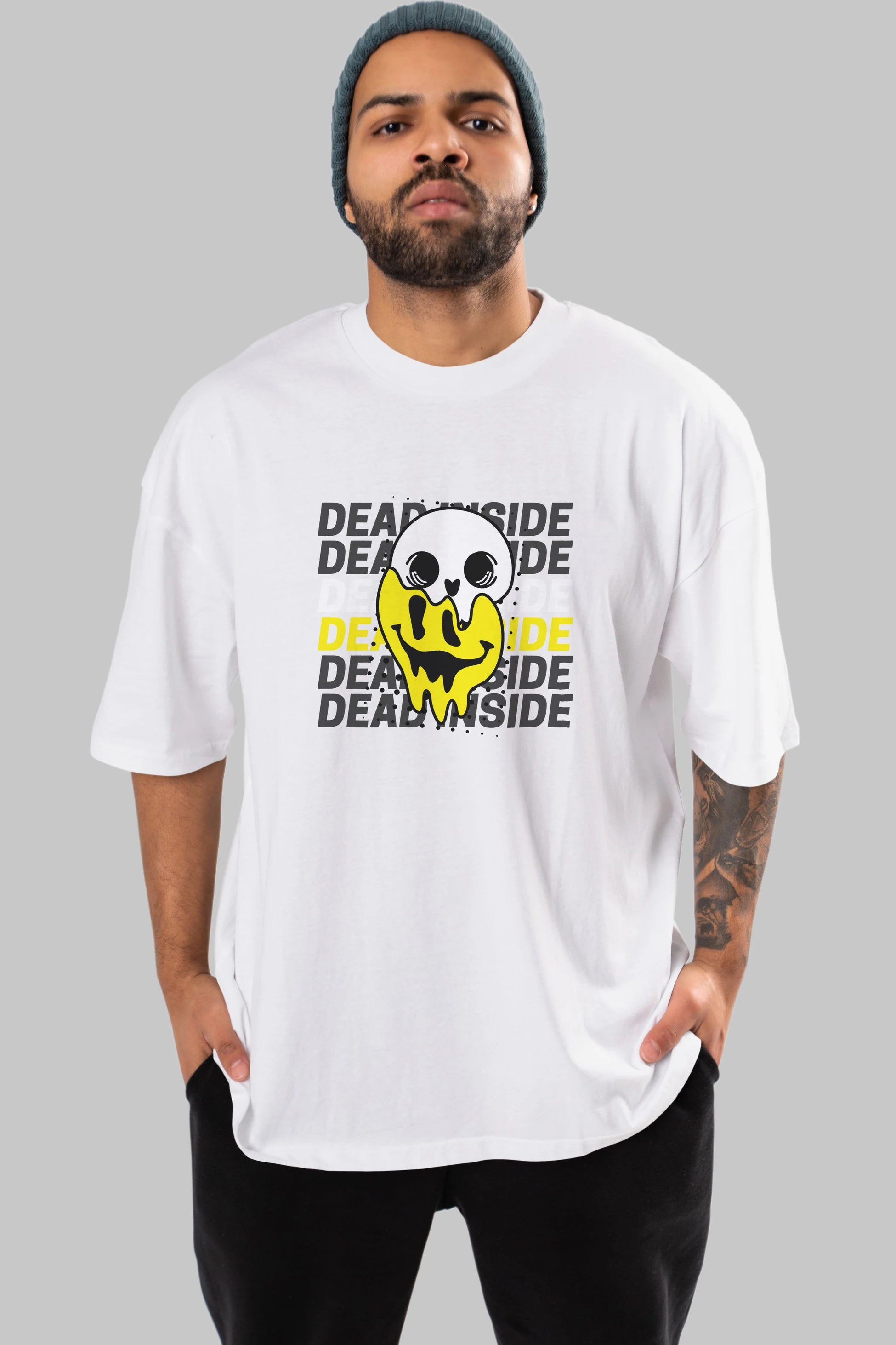 Dead Inside Yazılı Ön Baskılı Oversize t-shirt Erkek Kadın Unisex