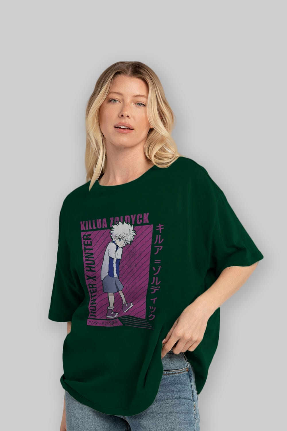 Killua Zoldyck 3 1 Anime Ön Baskılı Oversize t-shirt %100 pamuk Erkek Kadın Unisex
