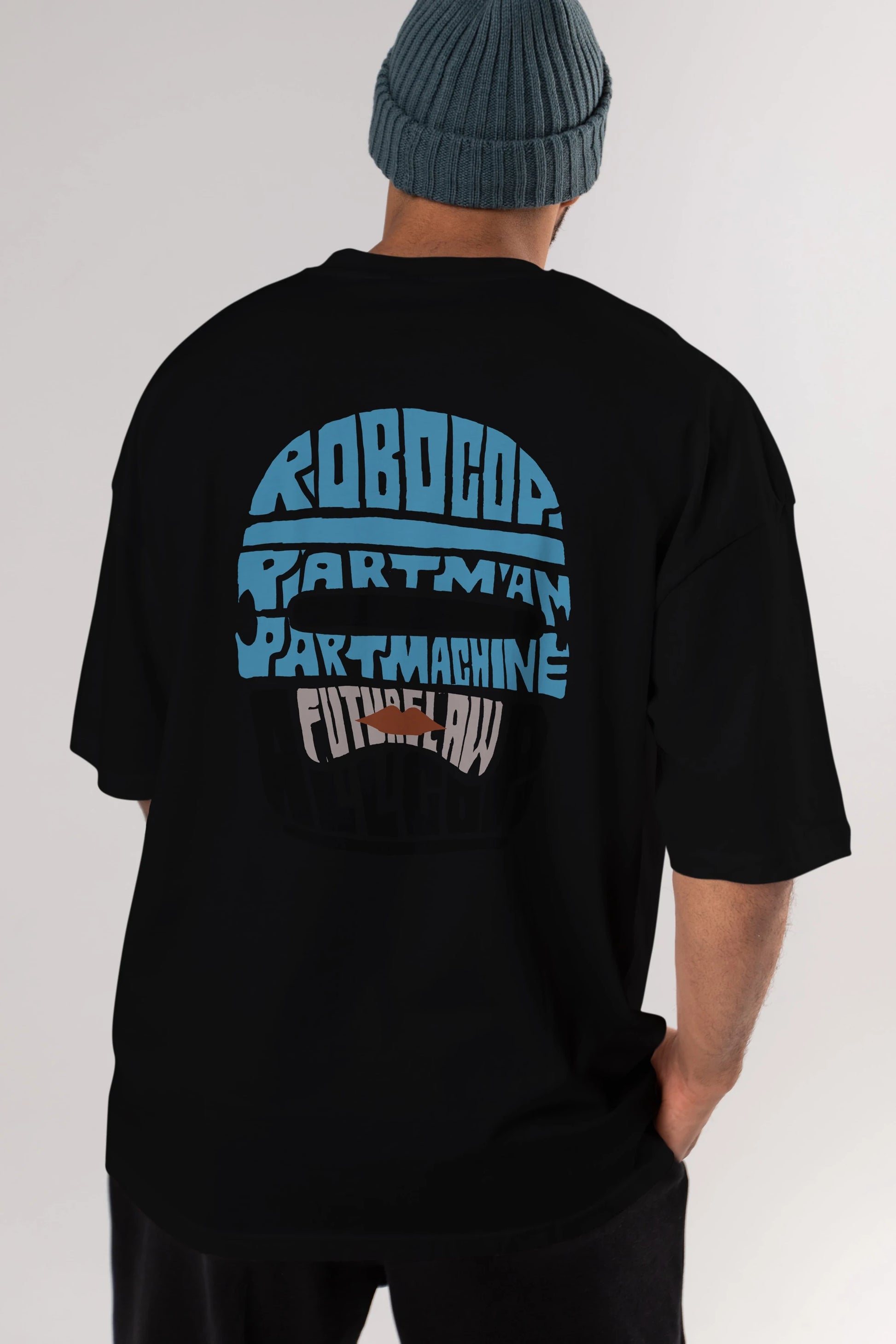 Robocop Arka Baskılı Oversize t-shirt %100 pamuk Erkek Kadın Unisex