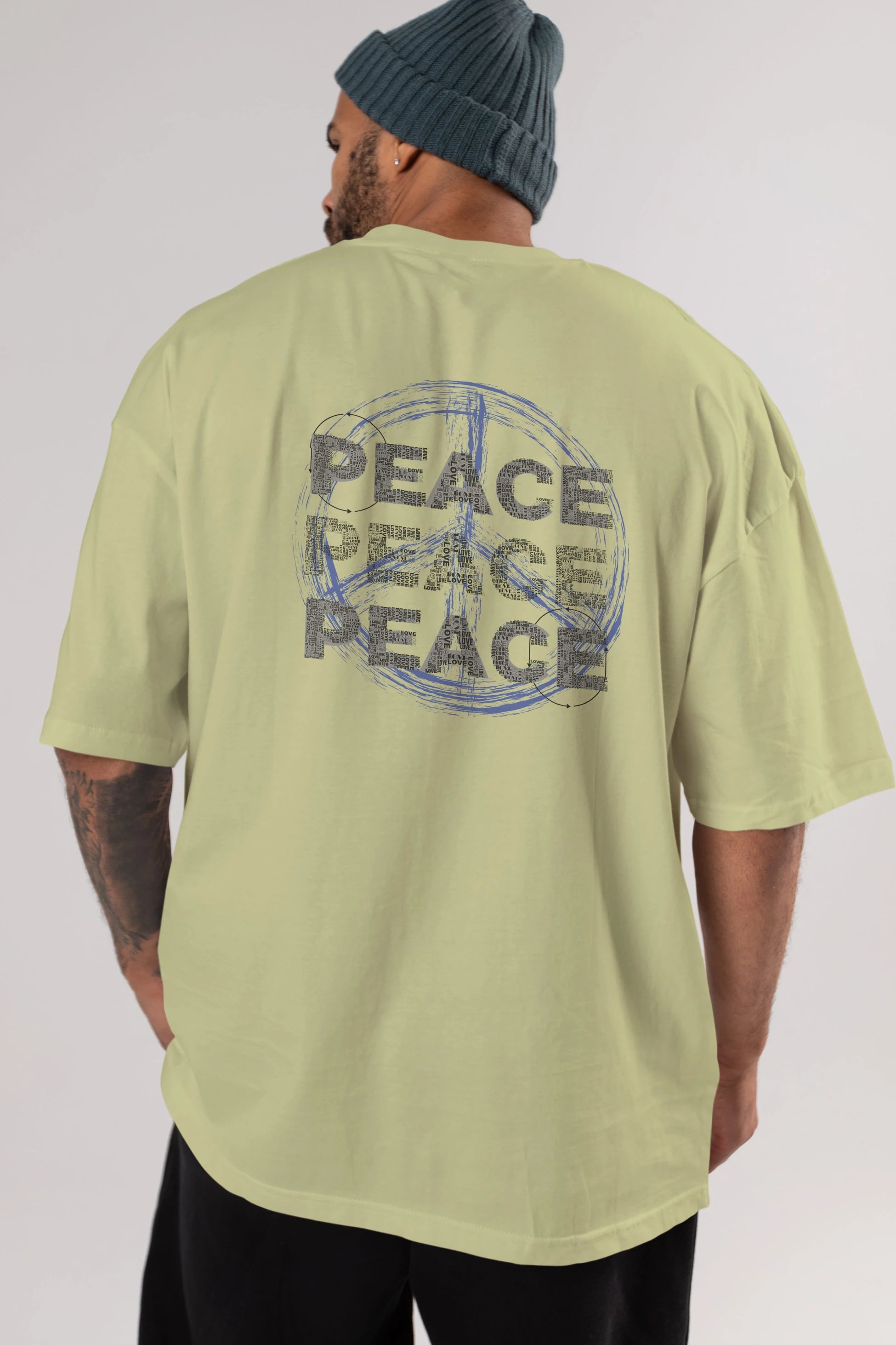 Peace Yazılı Arka Baskılı Oversize t-shirt Erkek Kadın Unisex