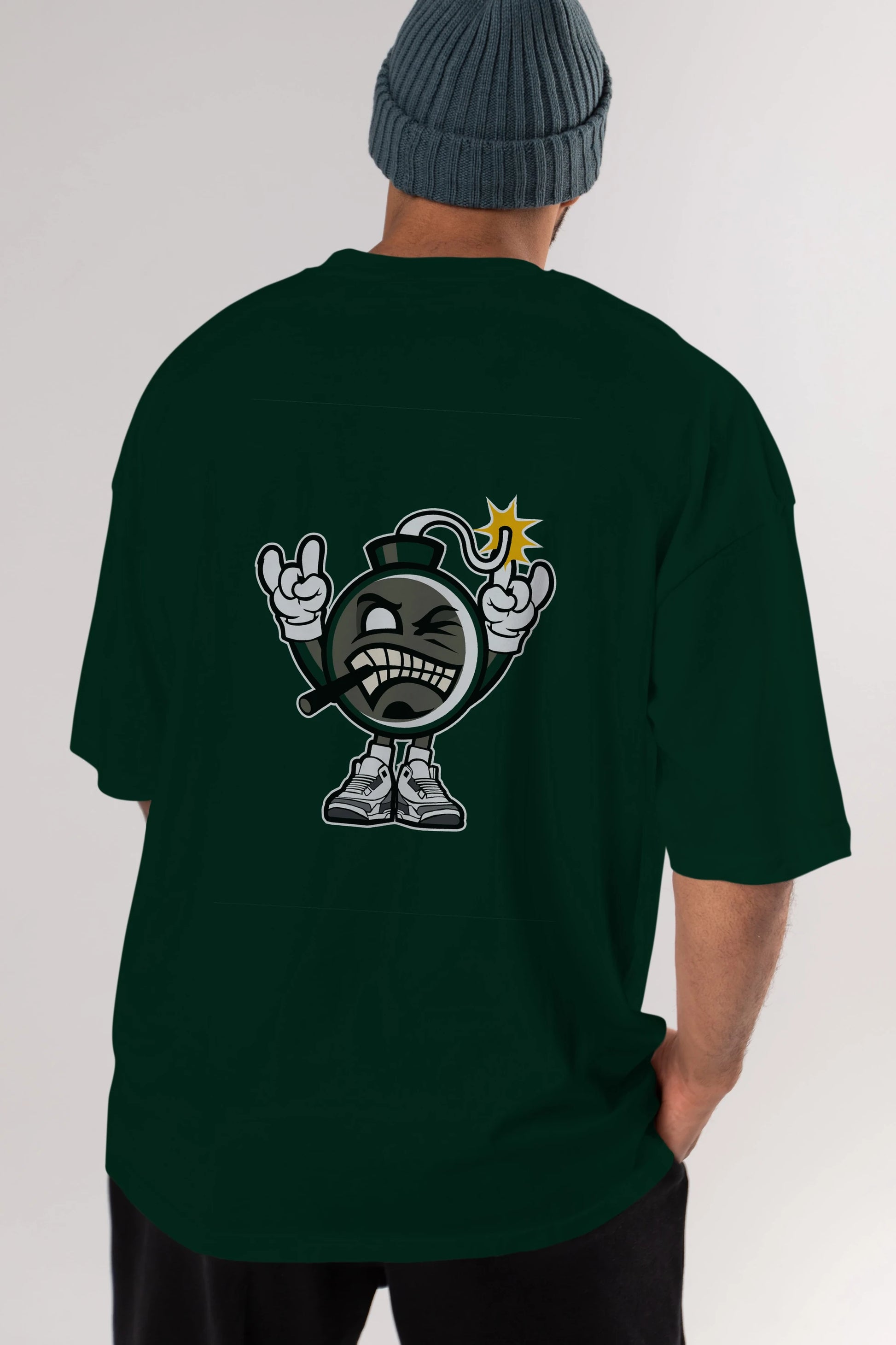 Evil Bomb Arka Baskılı Oversize t-shirt Erkek Kadın Unisex %100 Pamuk tişort
