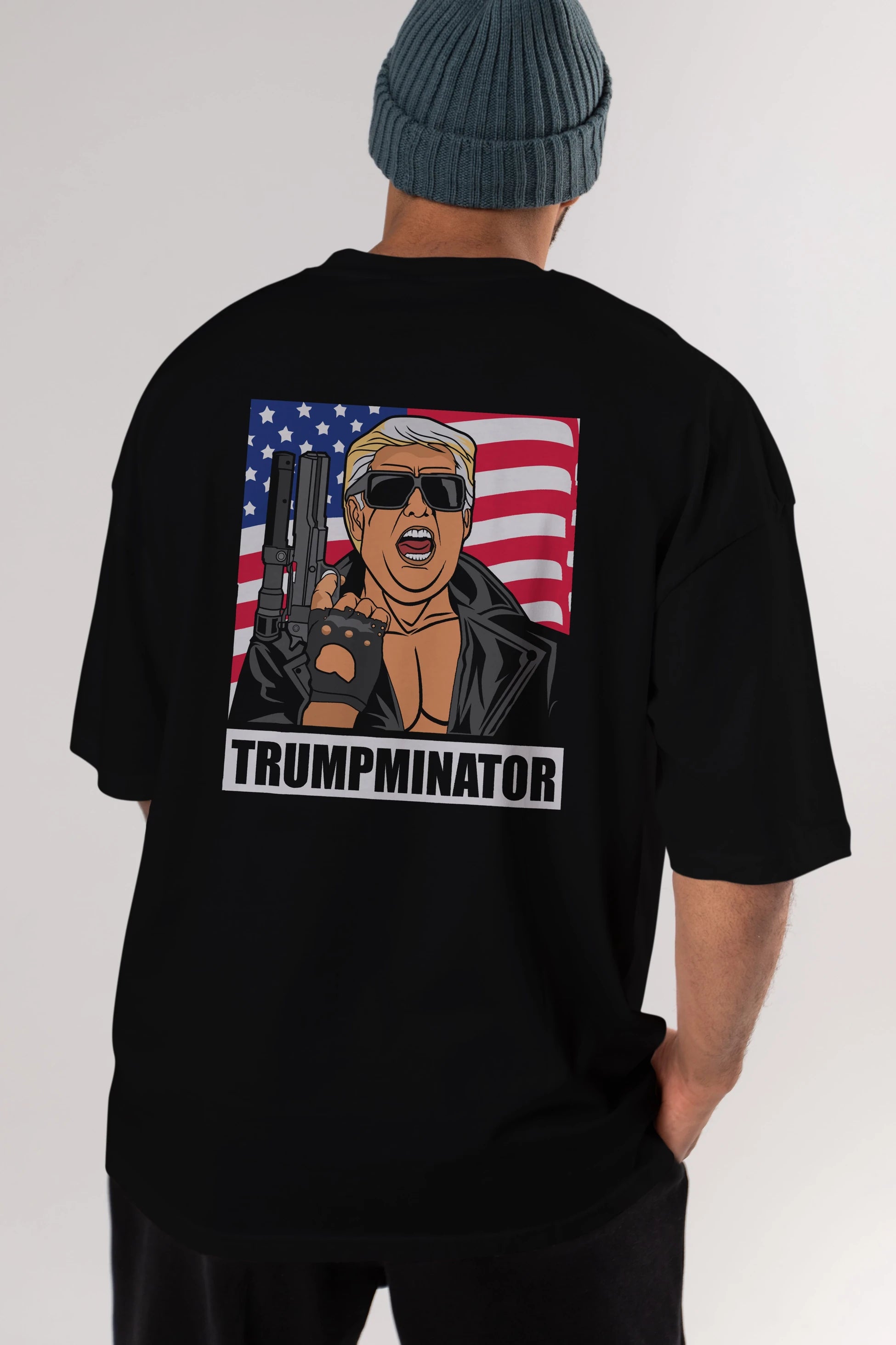 Trumpminator Arka Baskılı Oversize t-shirt Erkek Kadın Unisex %100 Pamuk tişort