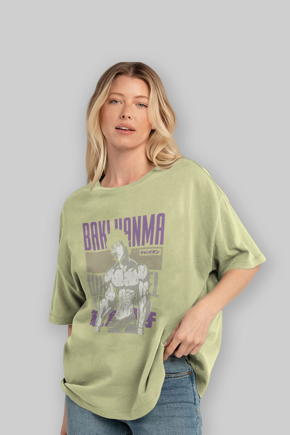 BAKI HANMA (2) Anime Ön Baskılı Oversize t-shirt %100 pamuk Erkek Kadın Unisex
