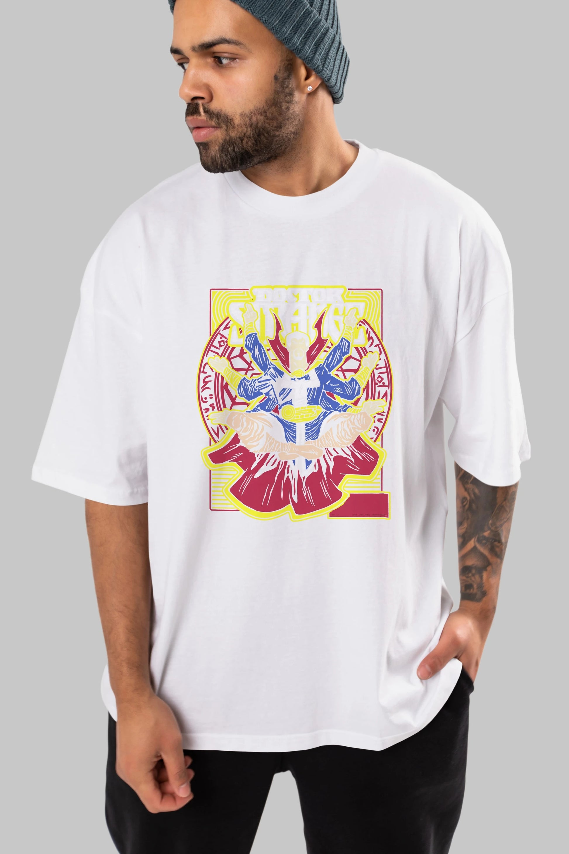 Doctor Strange (1) Ön Baskılı Oversize t-shirt Erkek Kadın Unisex %100 Pamuk Bisiklet Yaka tişort