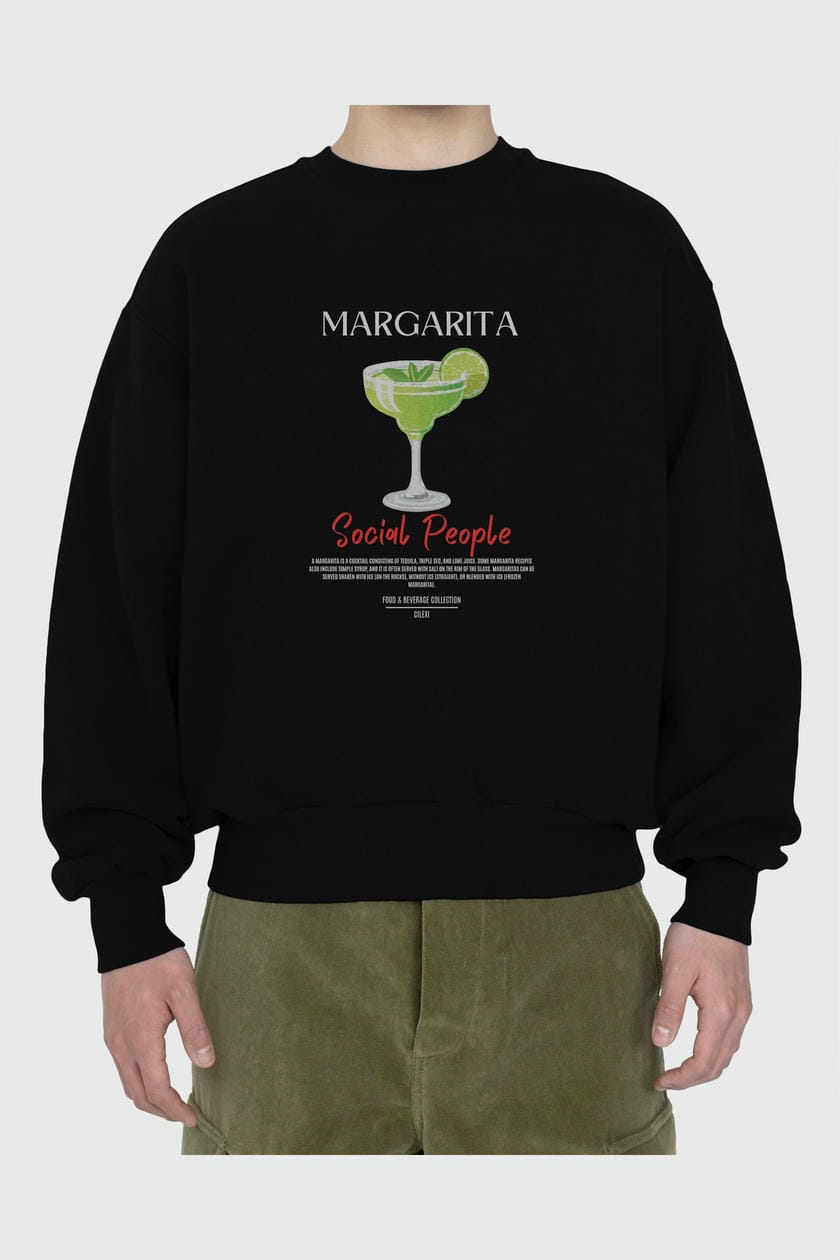 Margarita ön Baskılı Oversize Sweatshirt Erkek Kadın Unisex