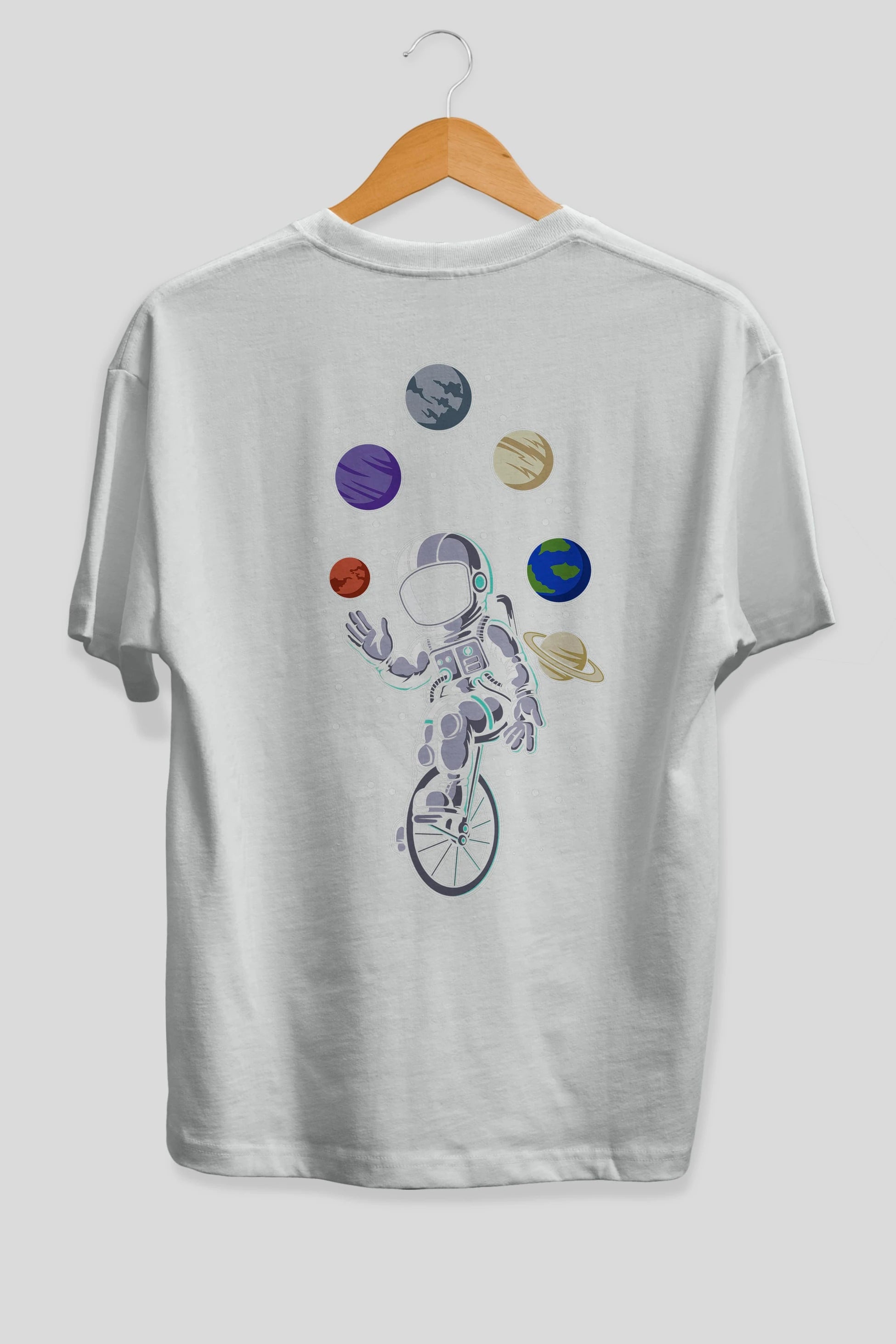Astronaut Circus Arka Baskılı Oversize t-shirt Erkek Kadın Unisex