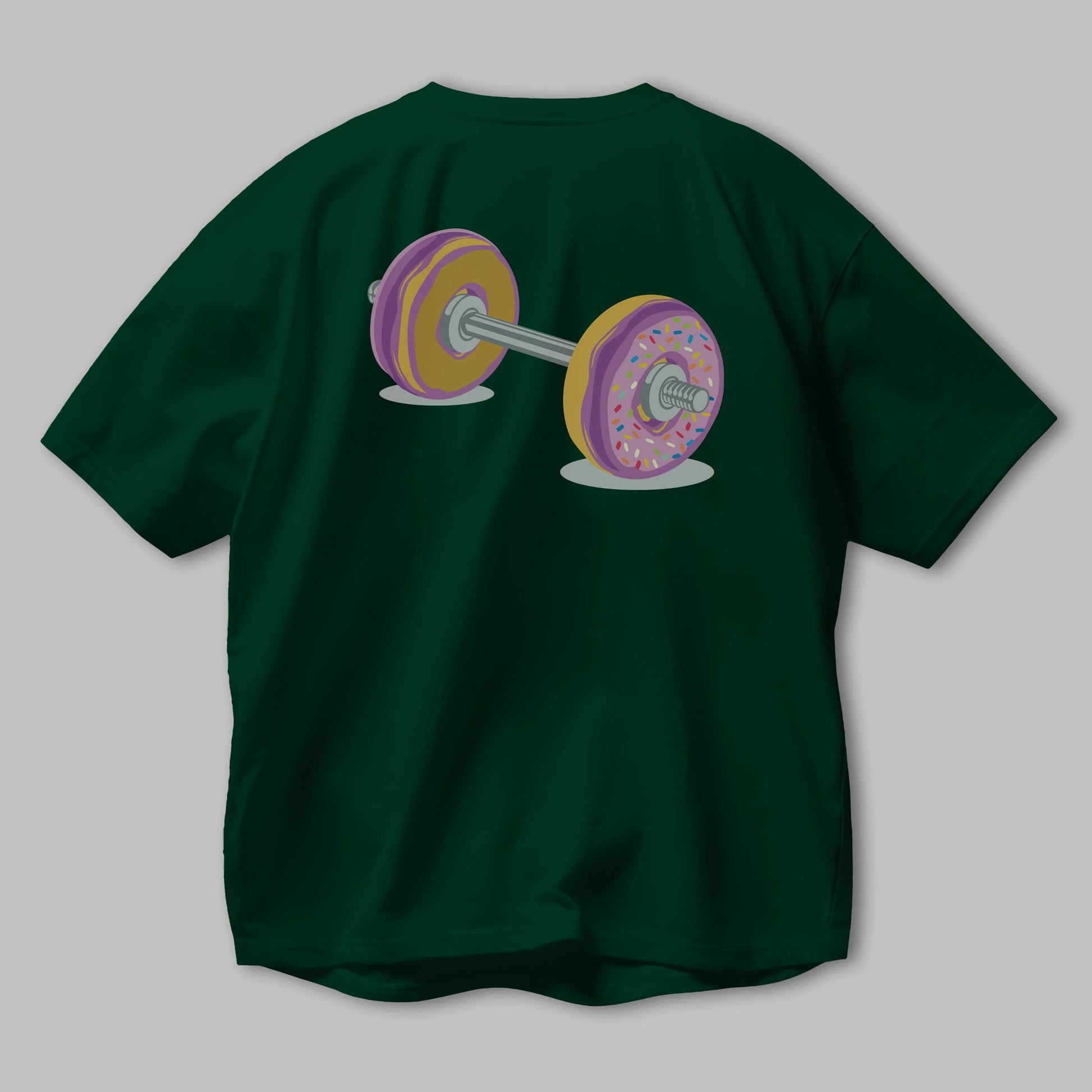 Donut Barbell Arka Baskılı Oversize t-shirt %100 pamuk Erkek Kadın Unisex