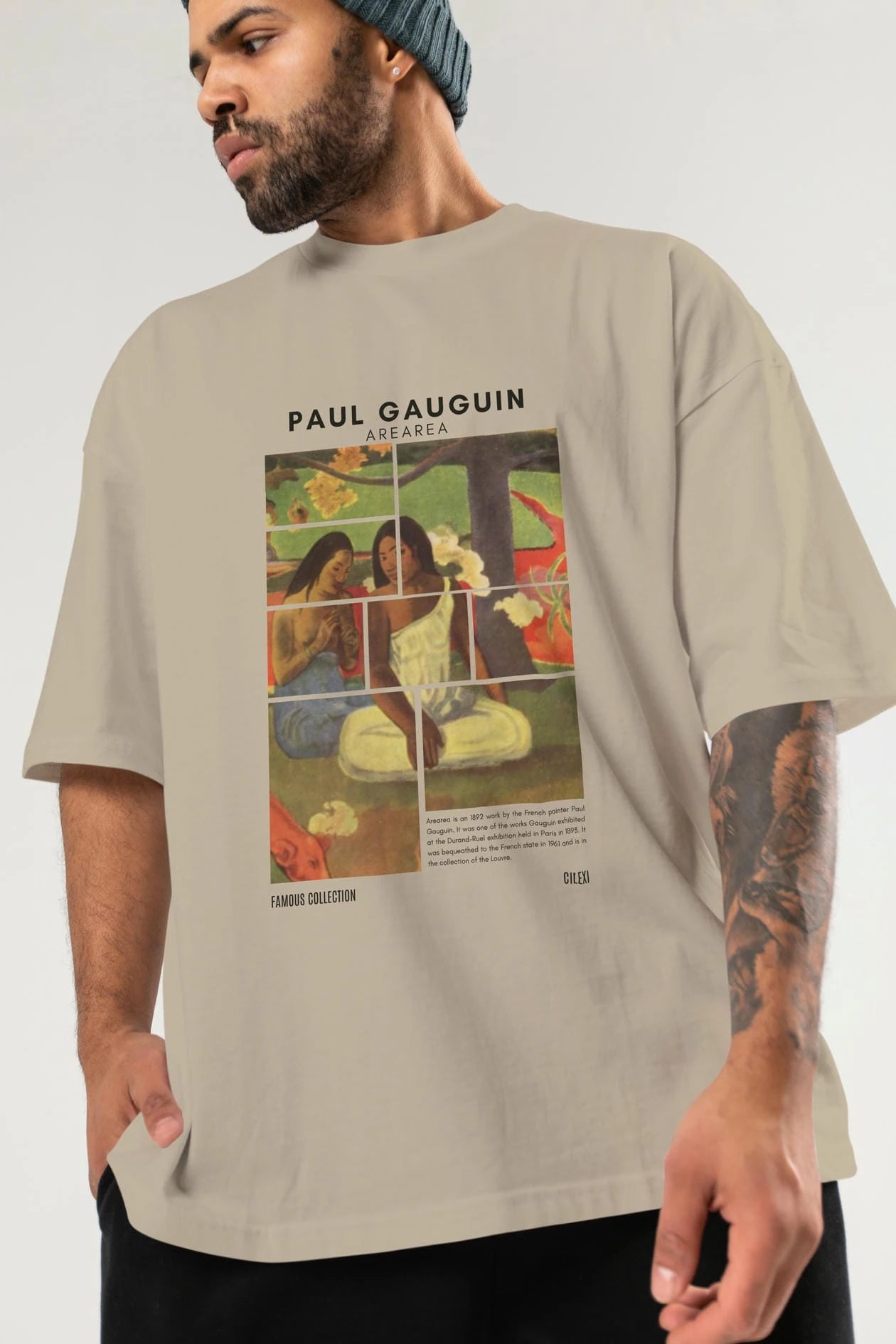 Paul Gauguin Arearea ön Baskılı Oversize t-shirt Erkek Kadın Bisiklet Yaka Pamuk tişort