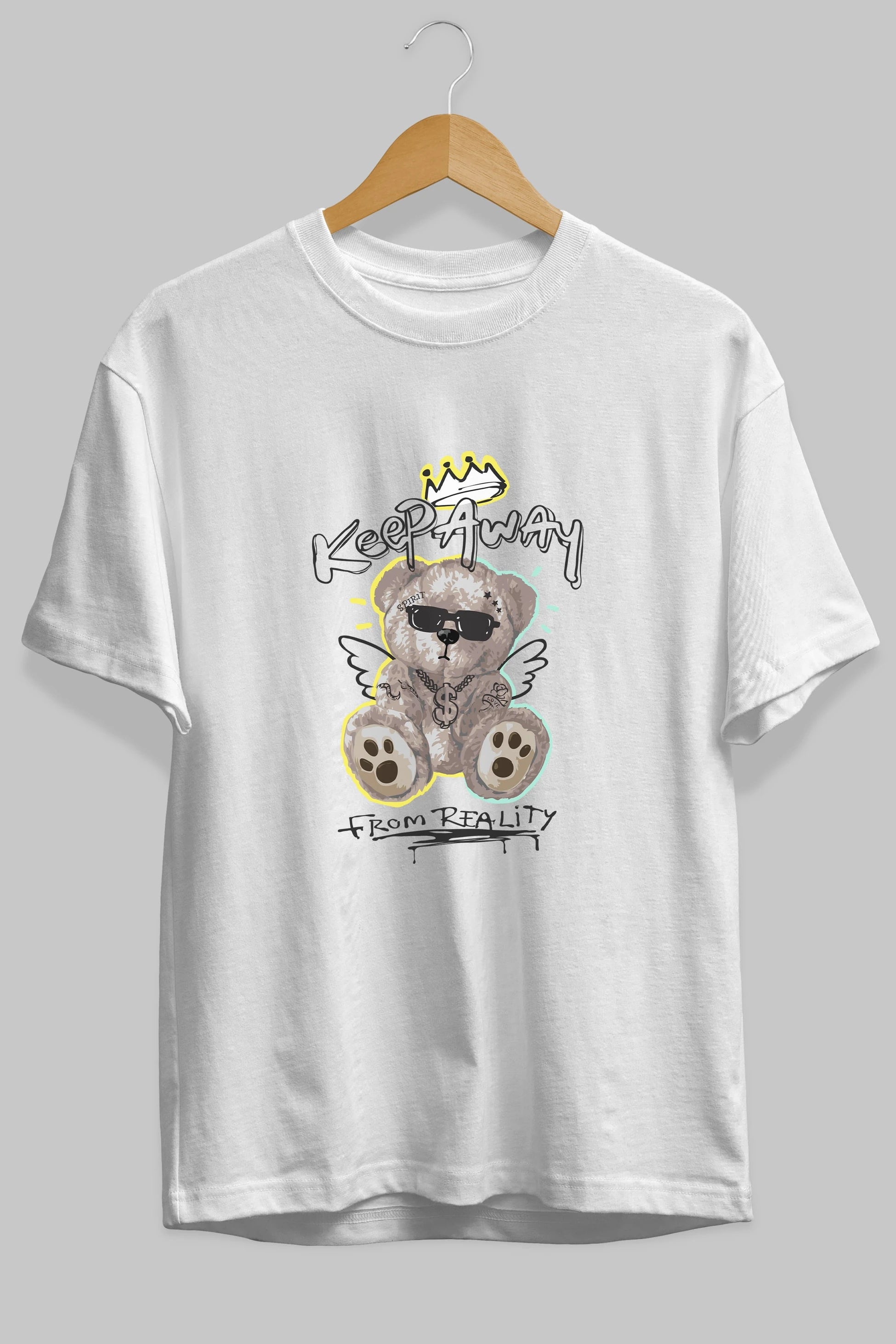 Keep Away Bear 2 Ön Baskılı Oversize t-shirt Erkek Kadın Unisex