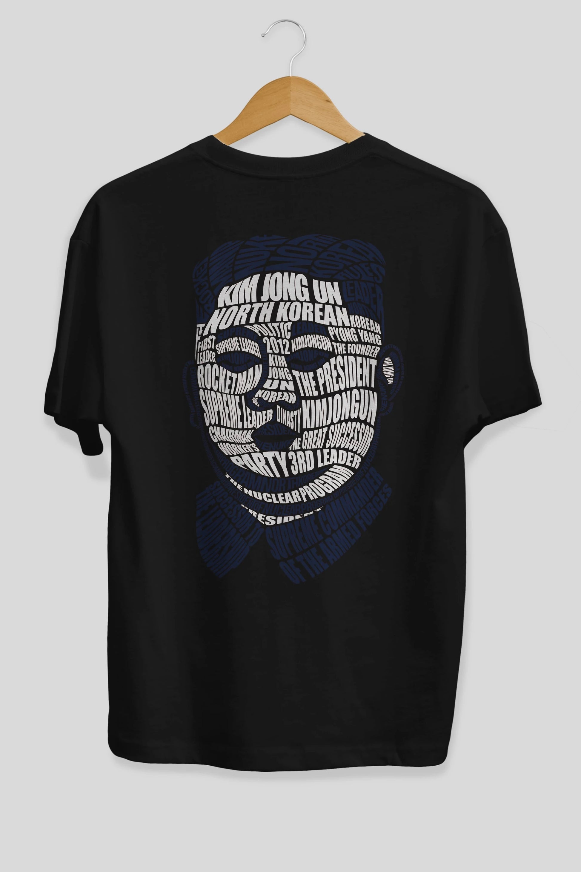 Kim Jong Un Calligram Arka Baskılı Oversize t-shirt %100 pamuk Erkek Kadın Unisex