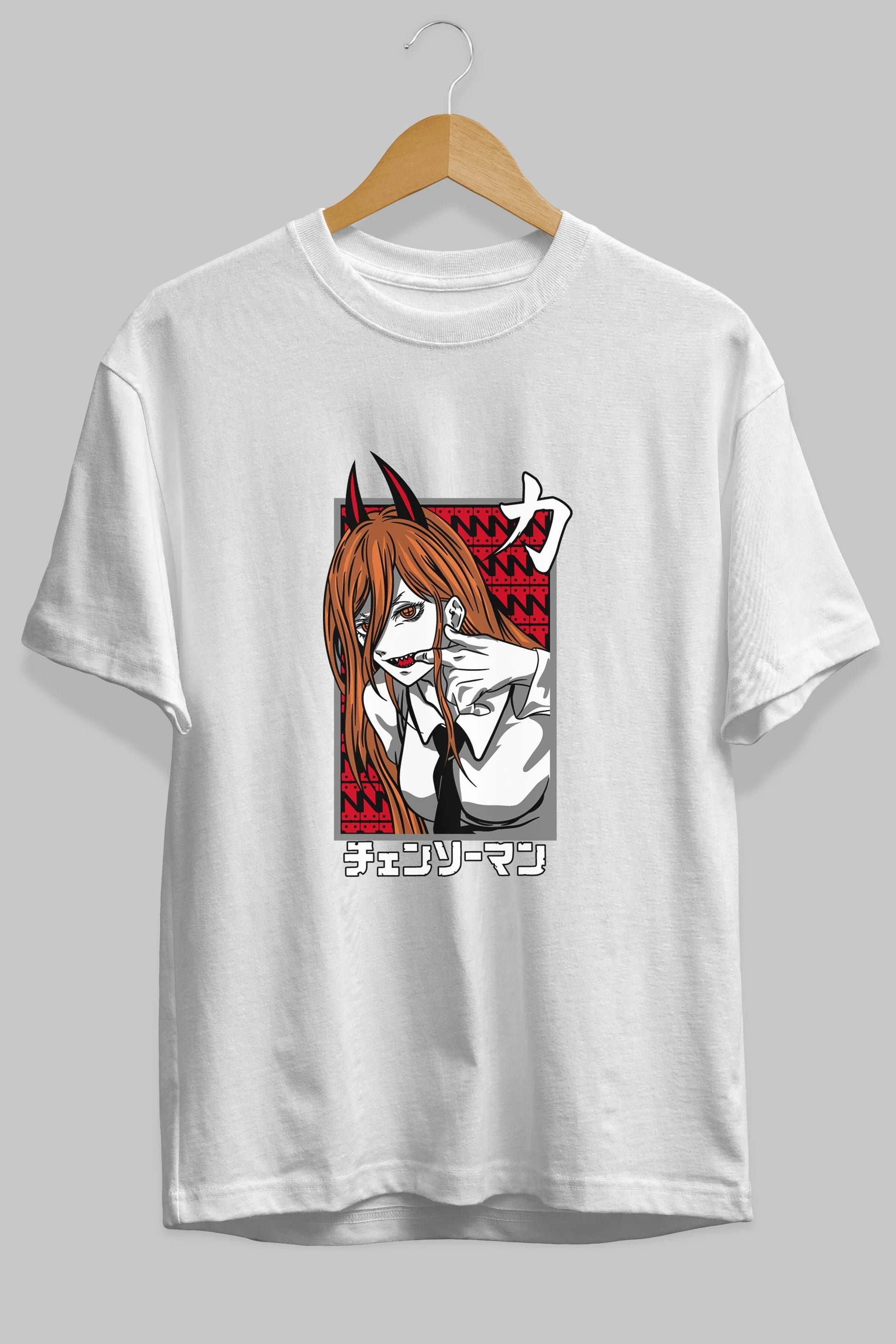 CHAINSAWMAN POWER Anime Ön Baskılı Oversize t-shirt %100 pamuk Erkek Kadın Unisex