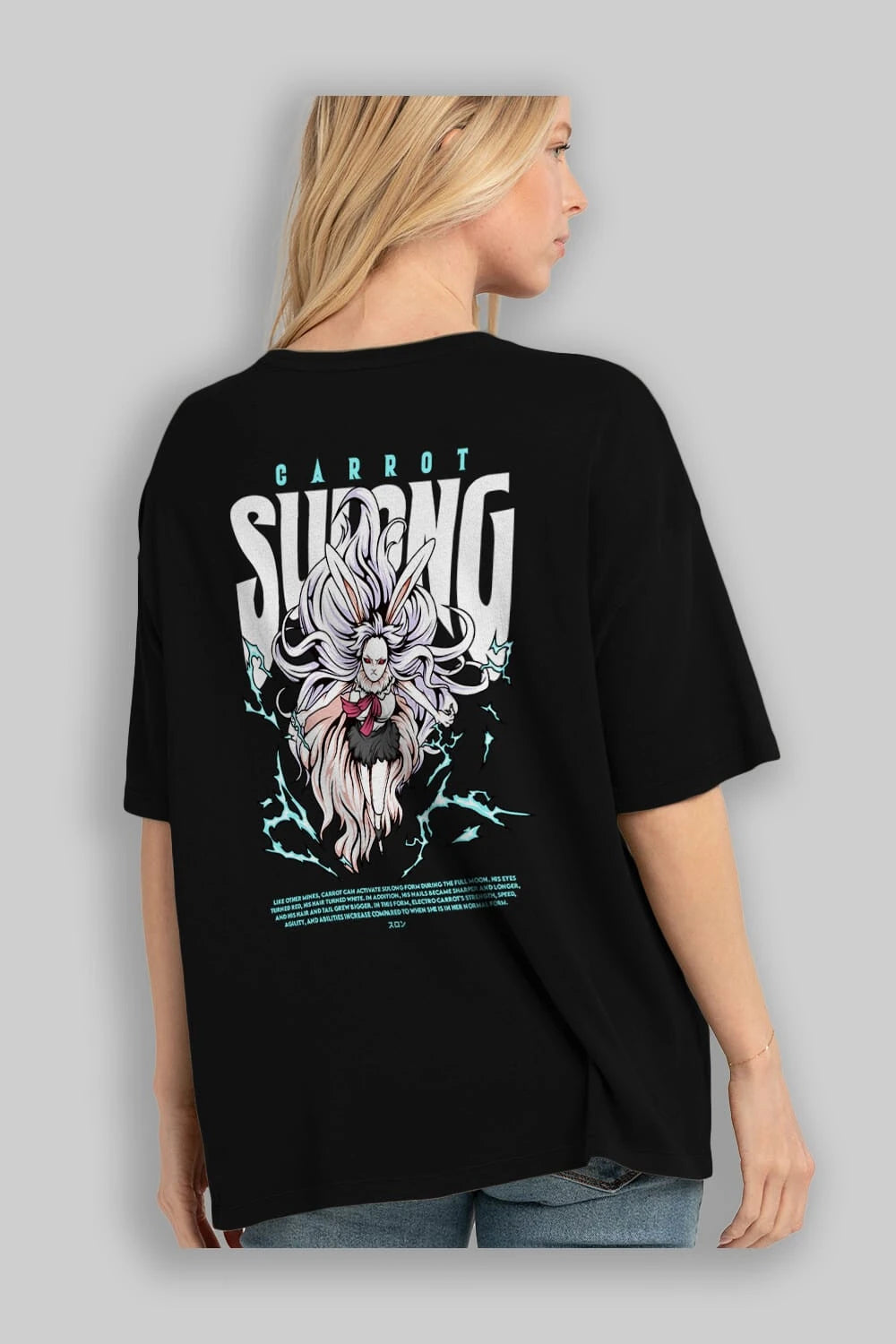 Carrot Sulong Anime Arka Baskılı Oversize t-shirt Erkek Kadın Unisex