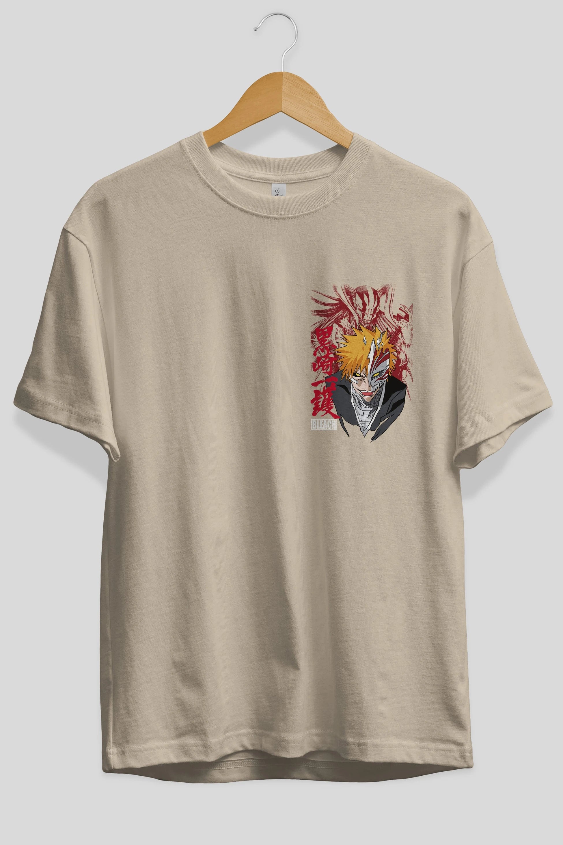 ICHIGO KUROSAKI VIZARD Ön Sol Baskılı Oversize t-shirt Erkek Kadın Unisex %100 Pamuk Bisiklet Yaka tişort