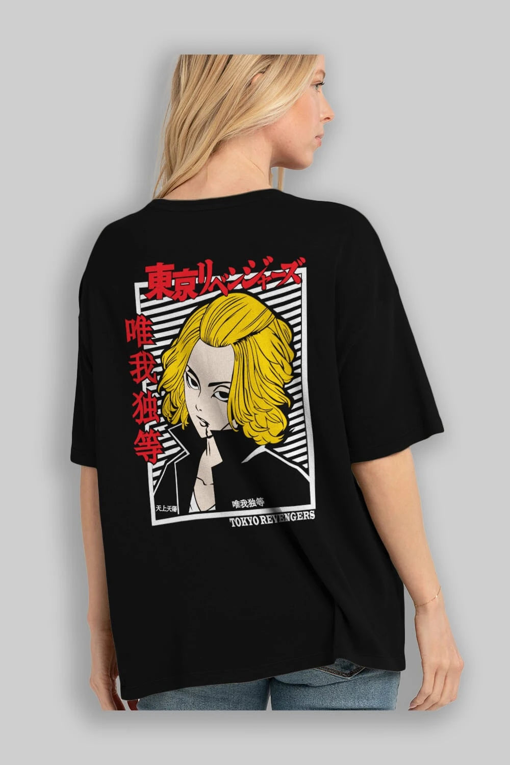 TokyoRev. M Anime Arka Baskılı Oversize t-shirt Erkek Kadın Unisex