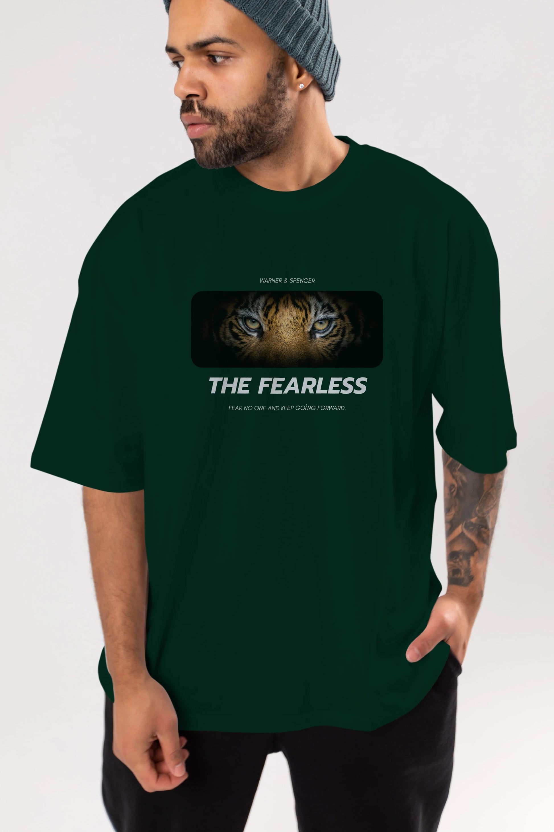 The Fearless Yazılı Ön Baskılı Oversize t-shirt Erkek Kadın Unisex