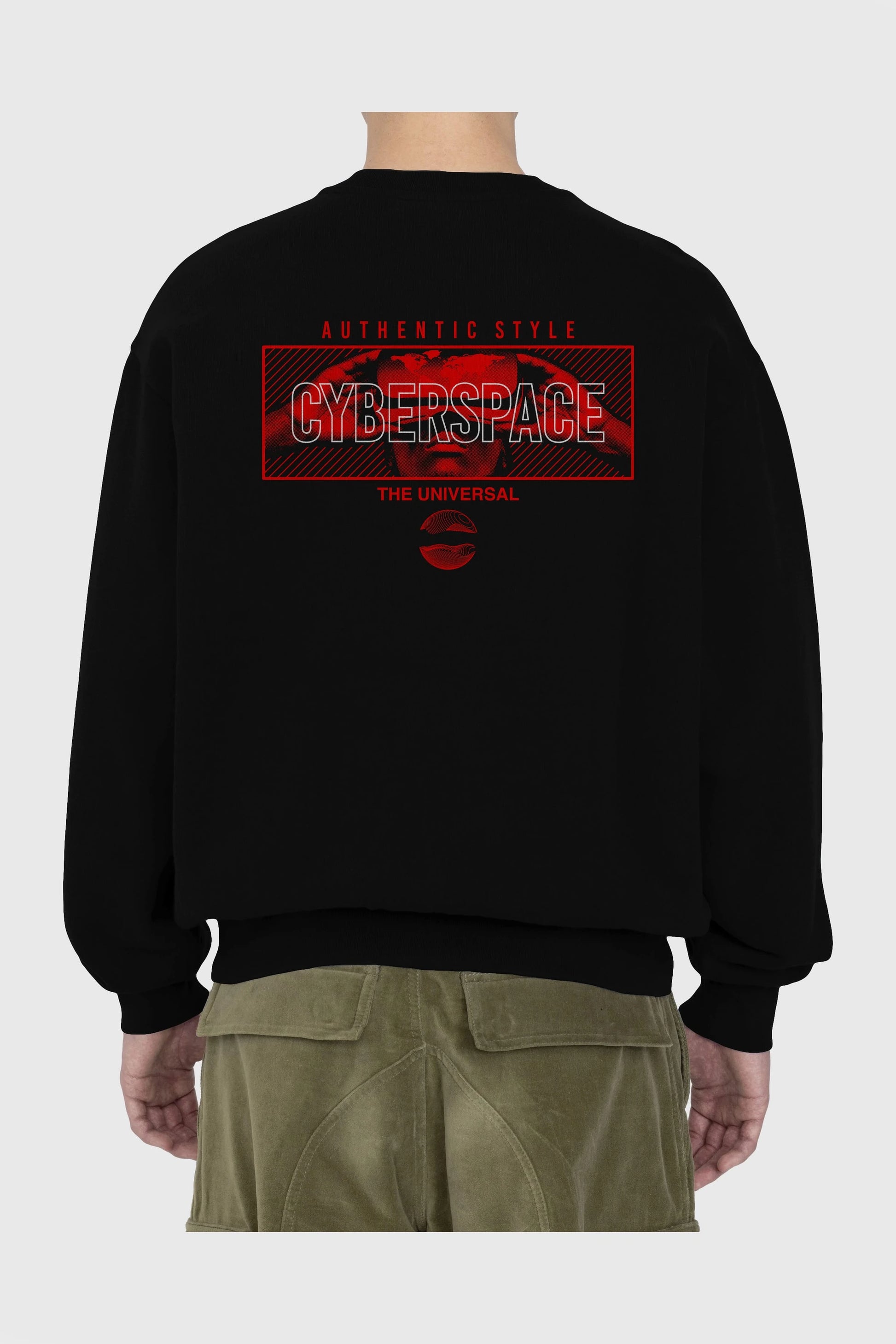 Cyberspace Arka Baskılı Oversize Sweatshirt Erkek Kadın Unisex