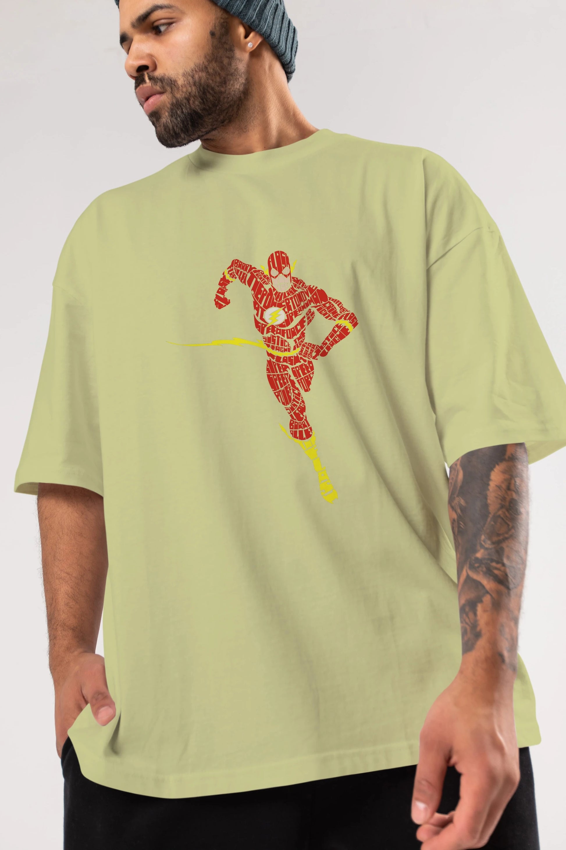 The Flash Ön Baskılı Oversize t-shirt %100 pamuk Erkek Kadın Unisex