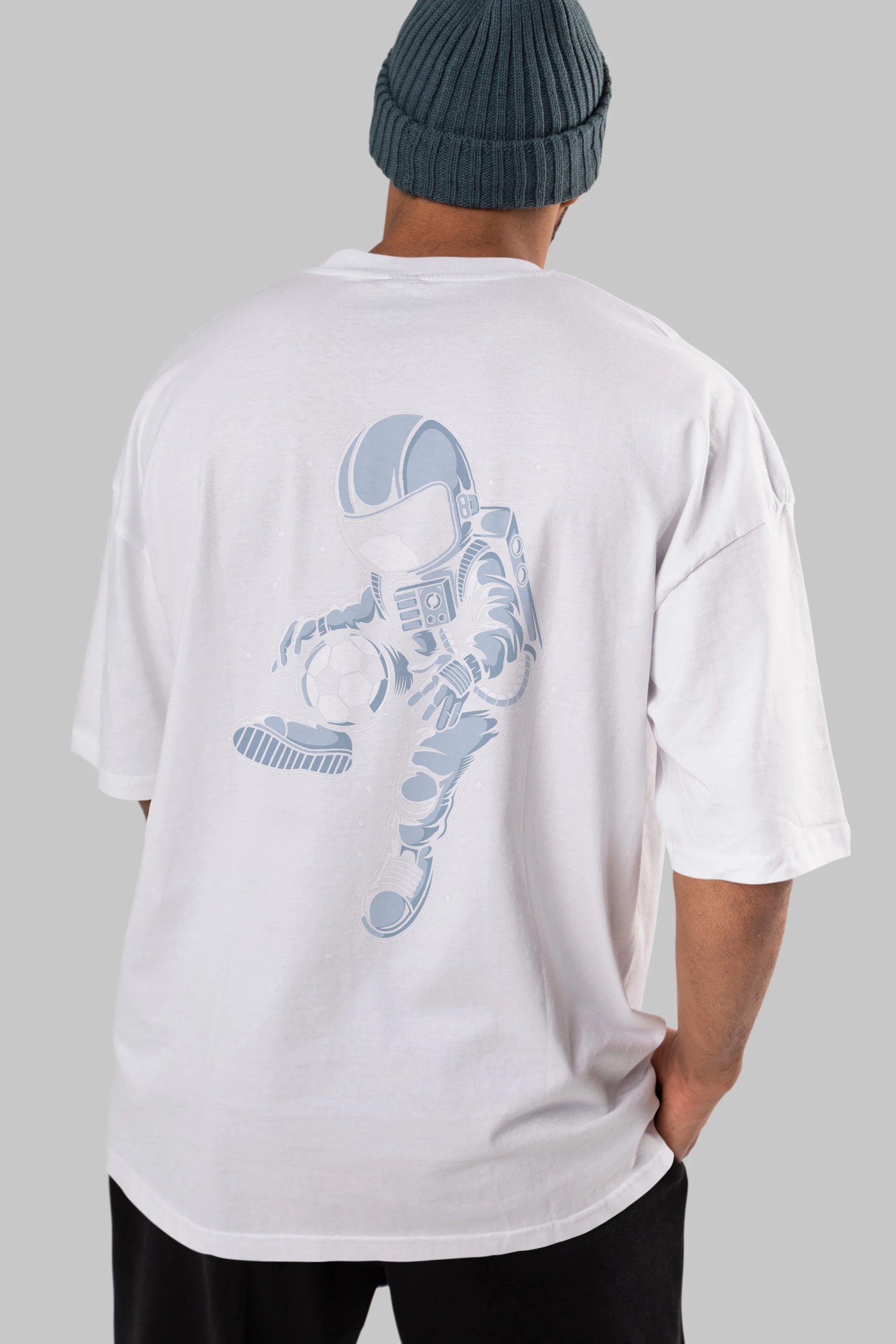 Astronaut Soccer Player Arka Baskılı Oversize t-shirt Erkek Kadın Unisex