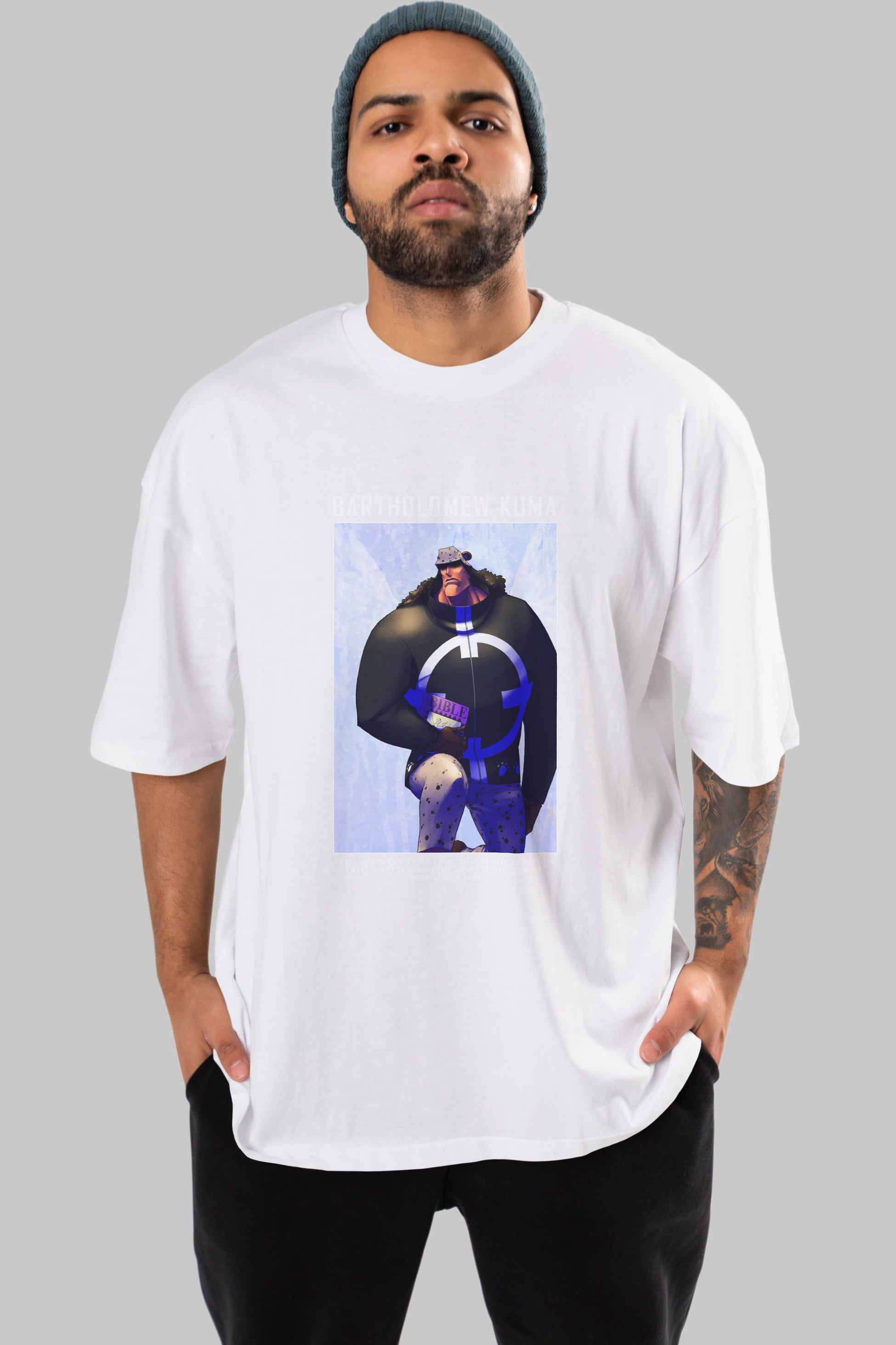 Bartholomew Kuma Anime Ön Baskılı Oversize t-shirt Erkek Kadın Unisex
