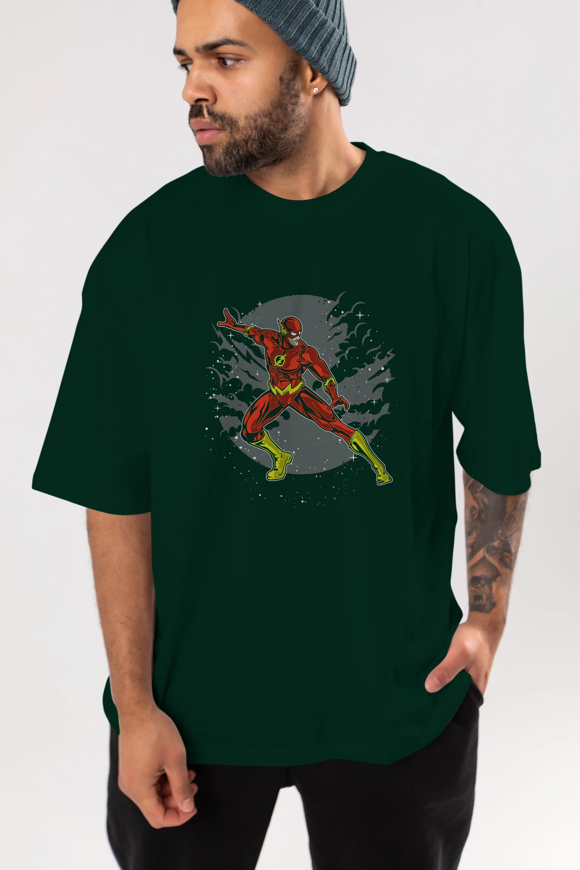 The Flash Ön Baskılı Oversize t-shirt Erkek Kadın Unisex %100 Pamuk tişort