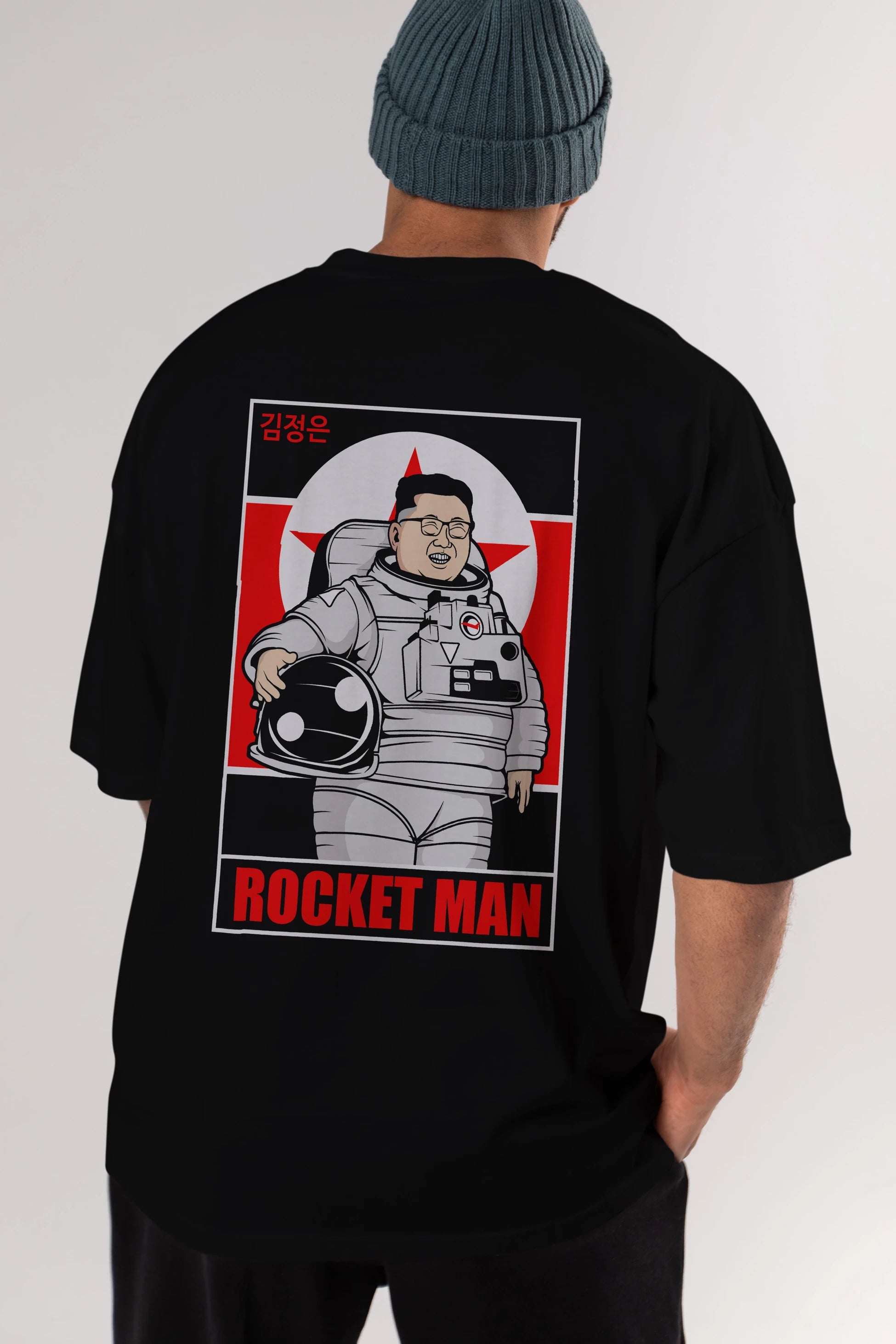Astronot Kim Arka Baskılı Oversize t-shirt Erkek Kadın Unisex %100 Pamuk tişort