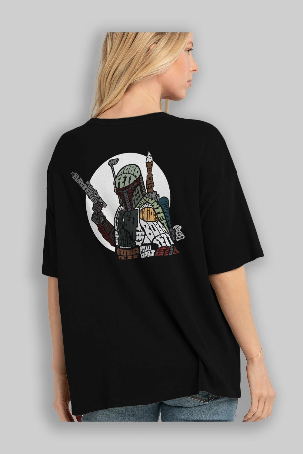 Boba Fett Arka Baskılı Oversize t-shirt %100 pamuk Erkek Kadın Unisex
