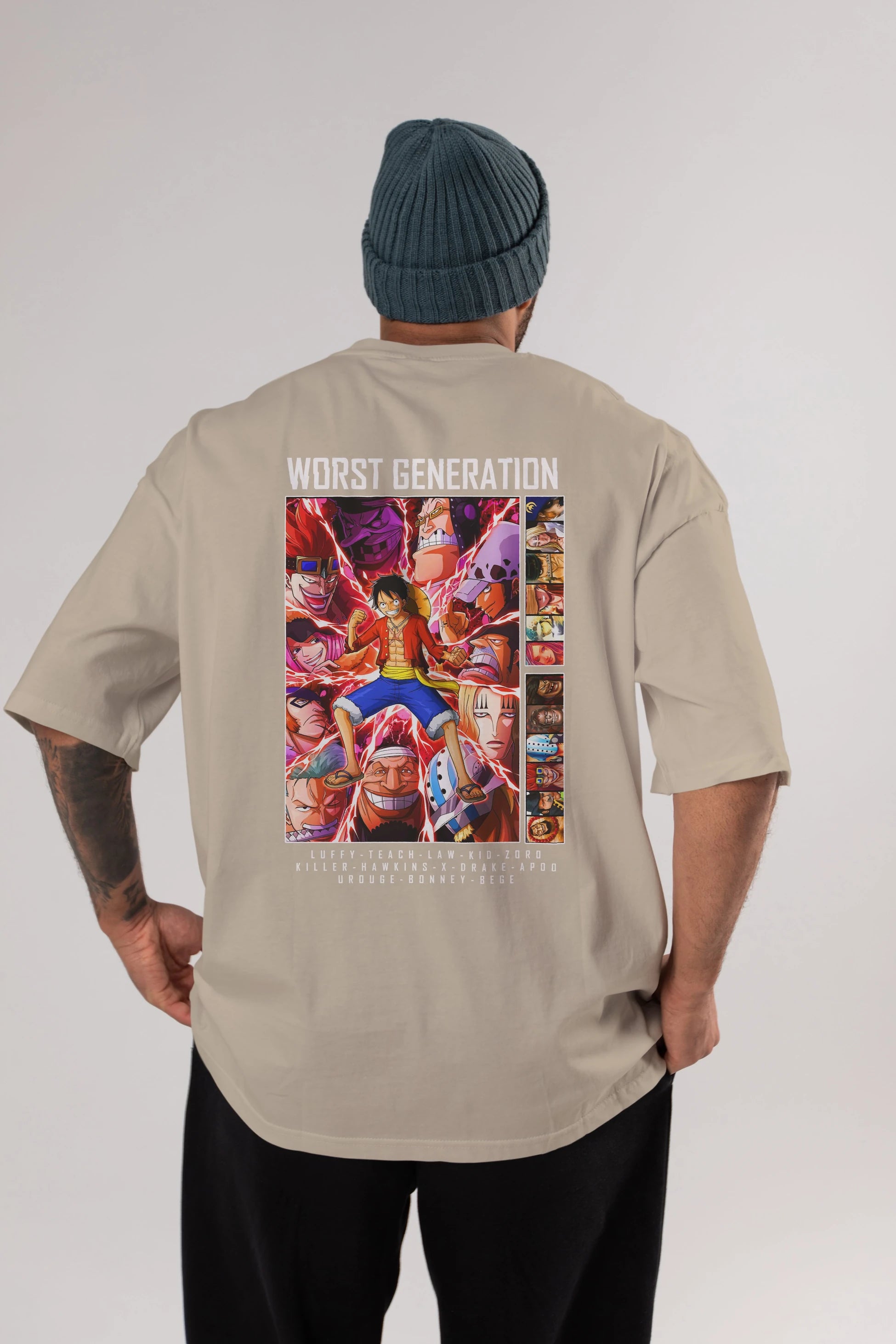 Worst Generation Anime Arka Baskılı Oversize t-shirt Erkek Kadın Unisex %100 pamuk tişort