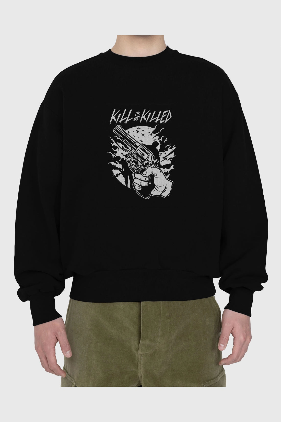 Zombie Shooter Ön Baskılı Oversize Sweatshirt Erkek Kadın Unisex